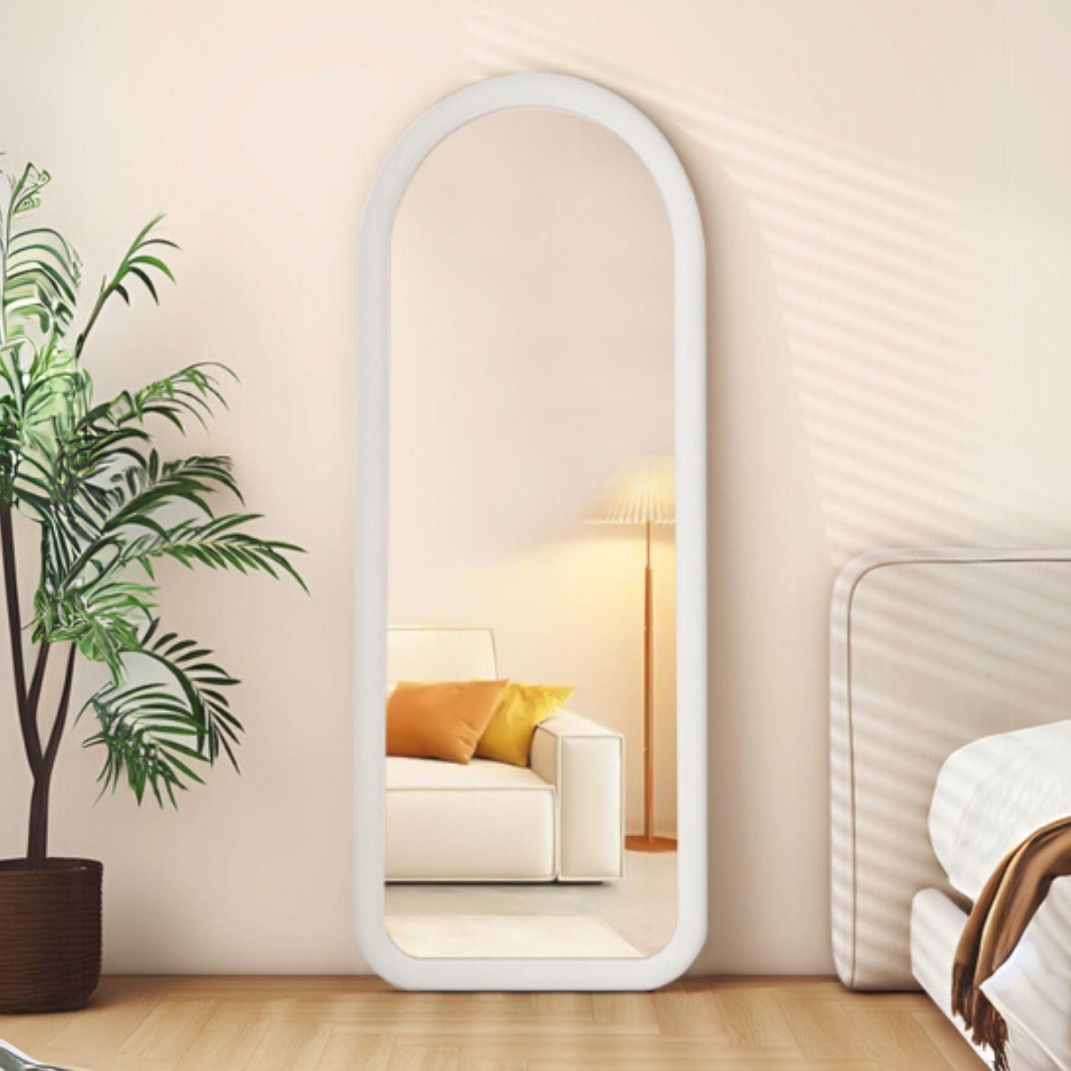 Espejo Curvo Cuerpo Entero Blanco 180x80cm Borde Tela-6