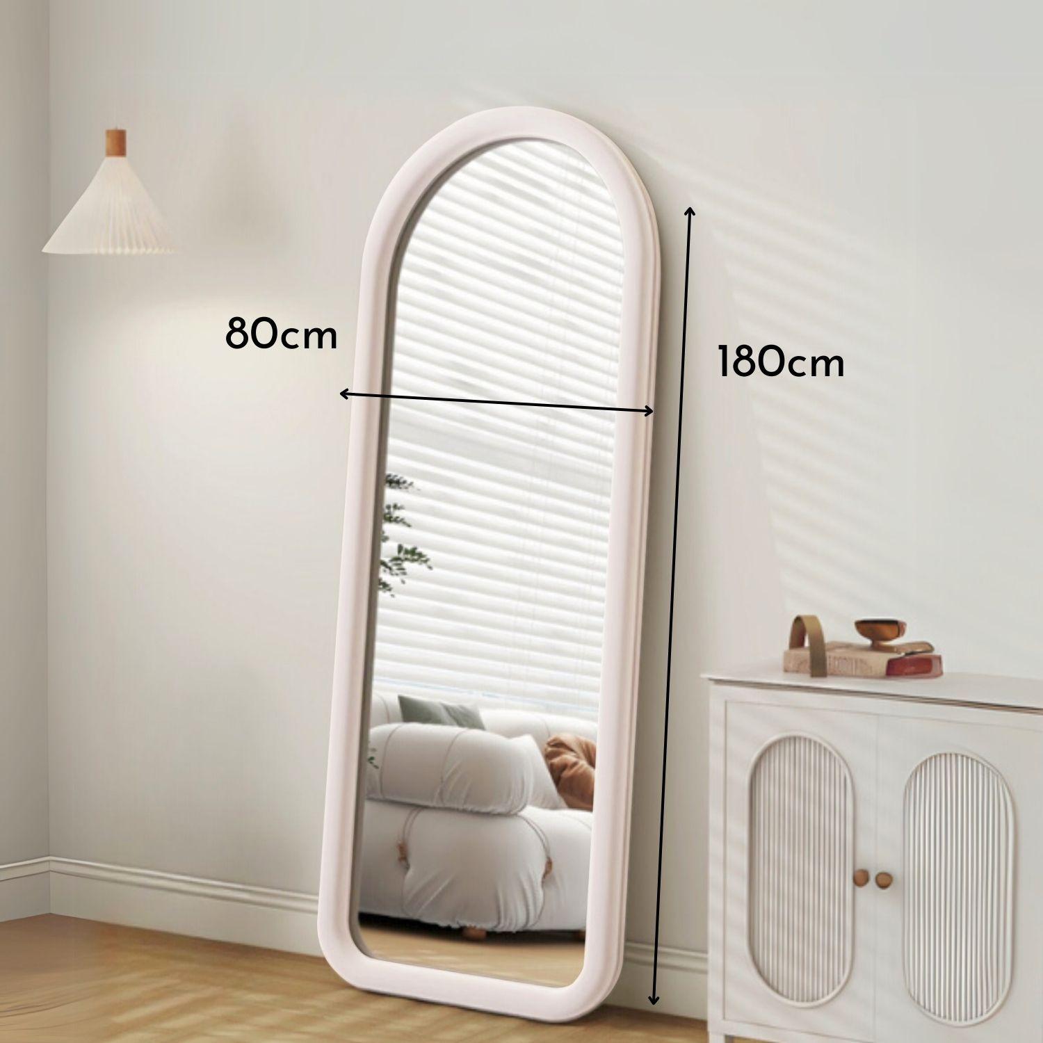 Espejo Curvo Cuerpo Entero Blanco 180x80cm Borde Tela-7