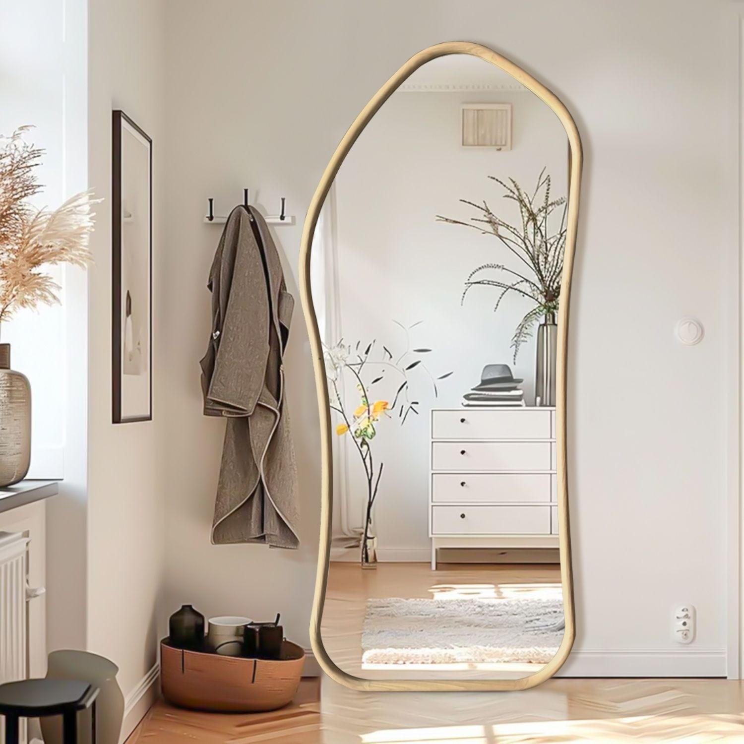 Espejo Irregular Cuerpo Entero Madera Color Abedul 200x100cm-2