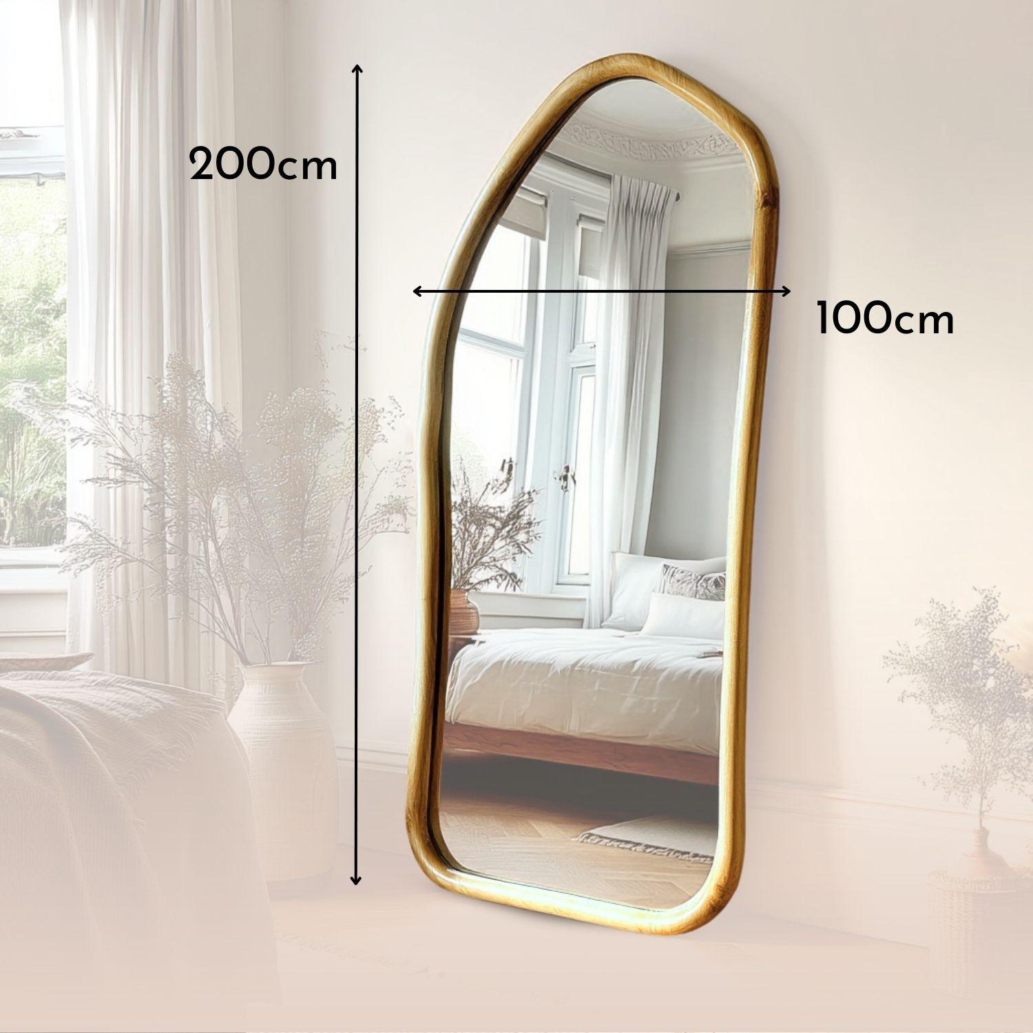 Espejo Irregular Cuerpo Entero Madera Color Abedul 200x100cm-3