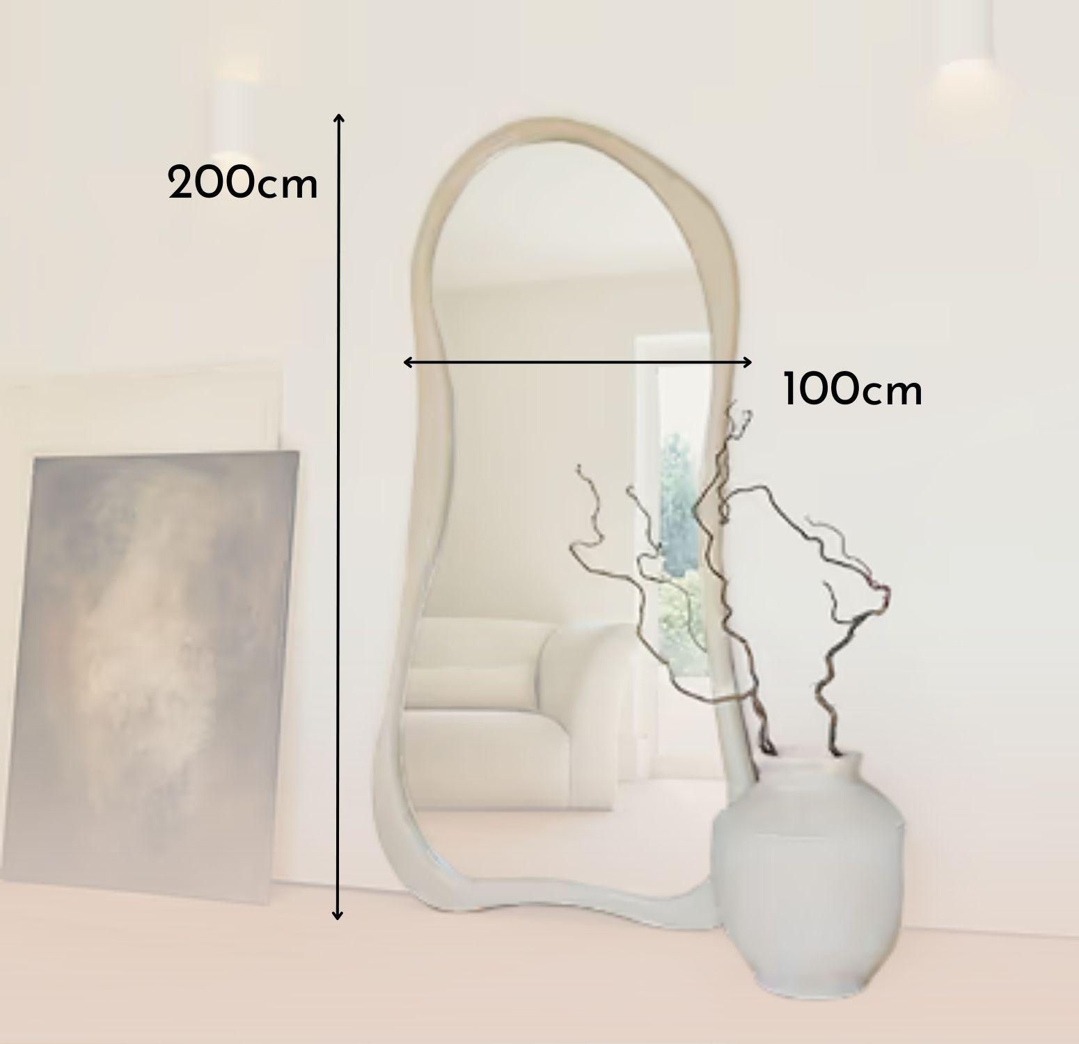 Espejo Asimetrico Cuerpo Entero Madera Blanco 200X100cm-4