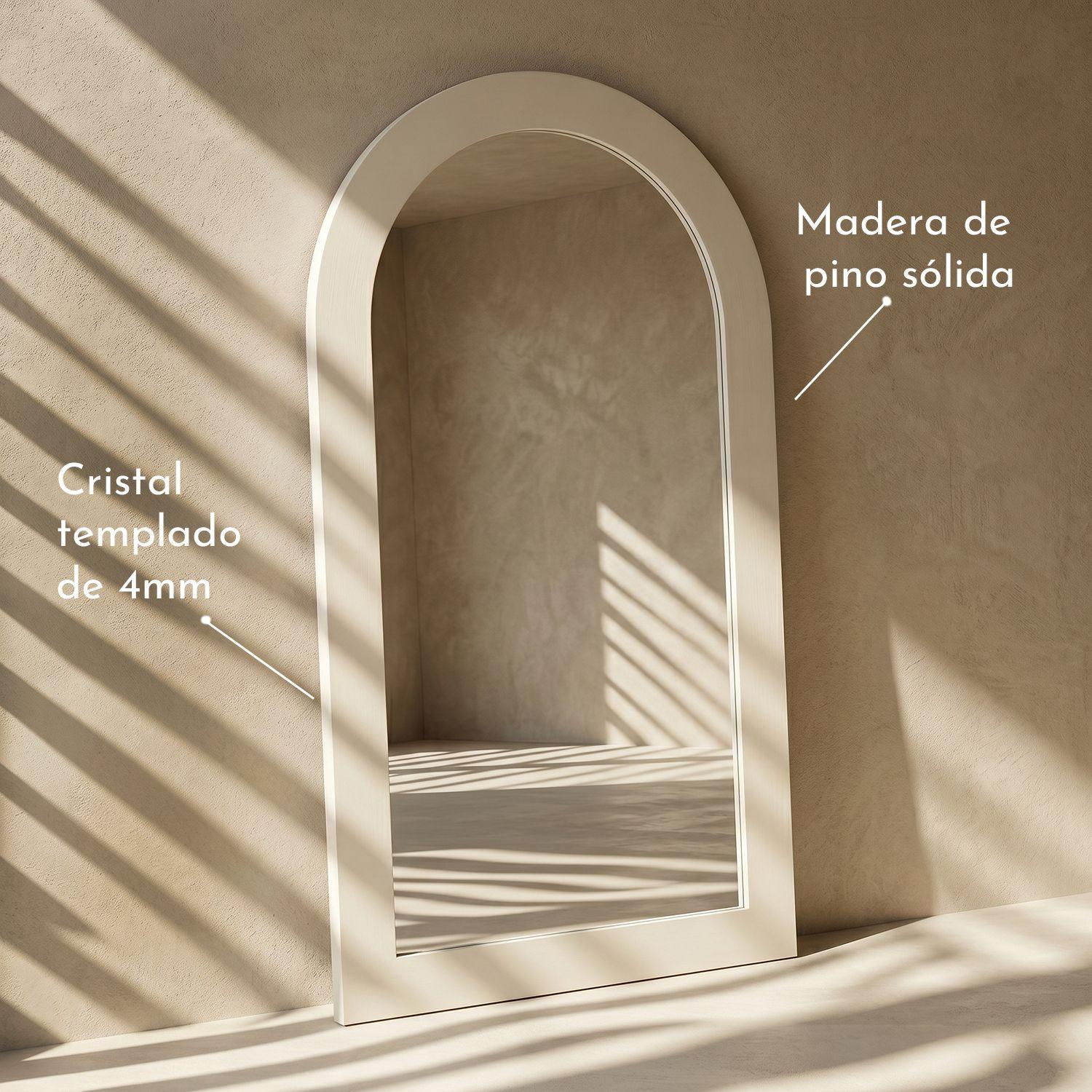 Espejo Curvo Marco Blanco 200x100cm Cuerpo Entero Vestidor - Santu-3