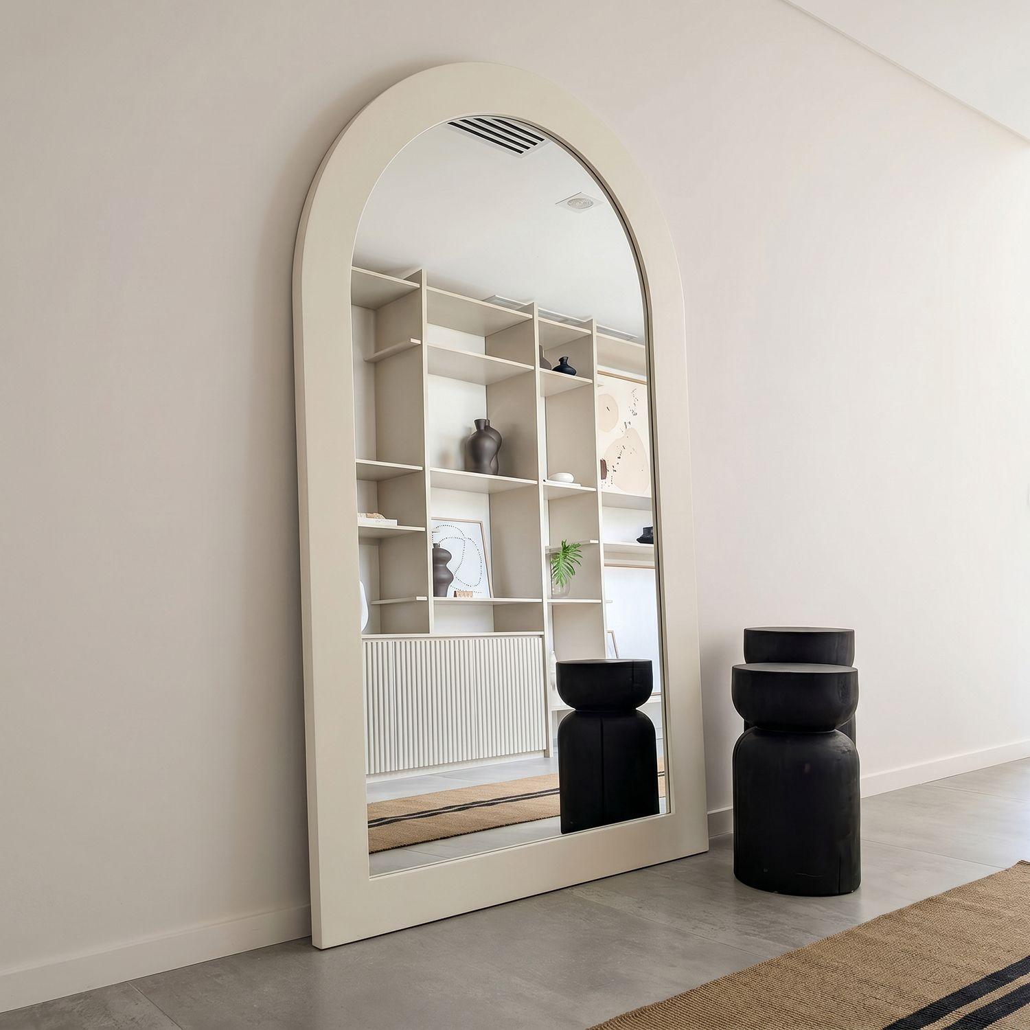 Espejo Curvo Marco Blanco 200x100cm Cuerpo Entero Vestidor - Santu-5