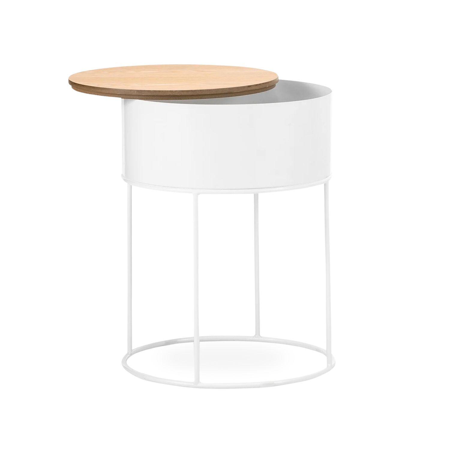 Mesa Lateral de Centro Blanca con Cajón-5