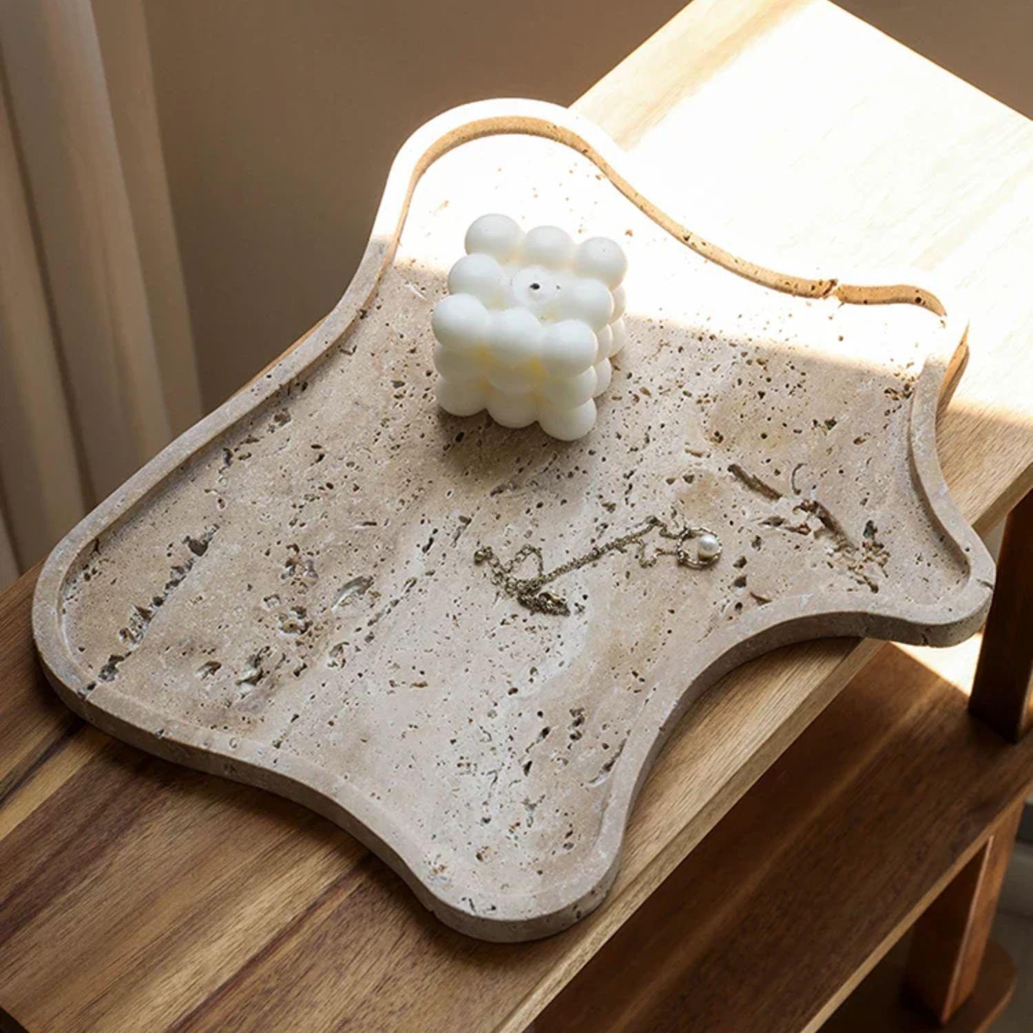 Bandeja De Piedra Tabla Irregular Rústico Natural Decorativa-2