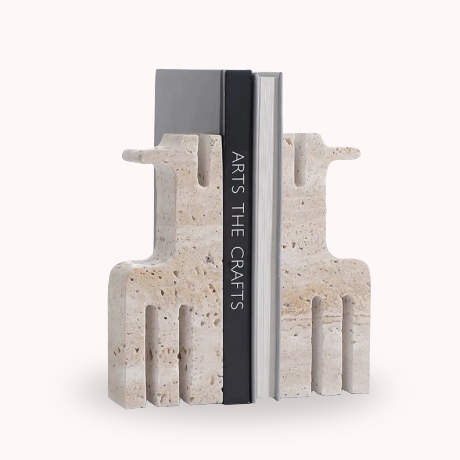 Sujeta Libros Escultura Etnica Travertino Soporte-3