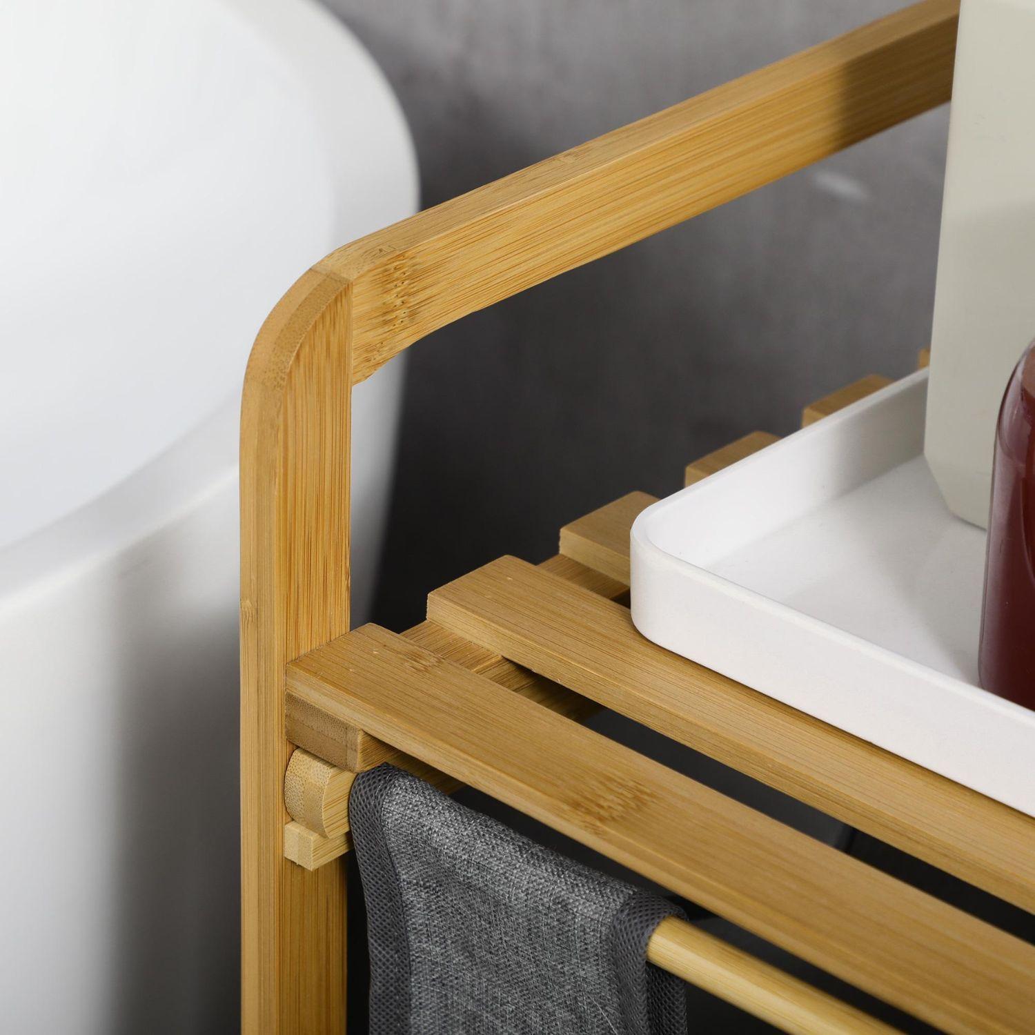 Cesta Canasto De Ropa Sucia Con Soporte De Bambu Gris-2