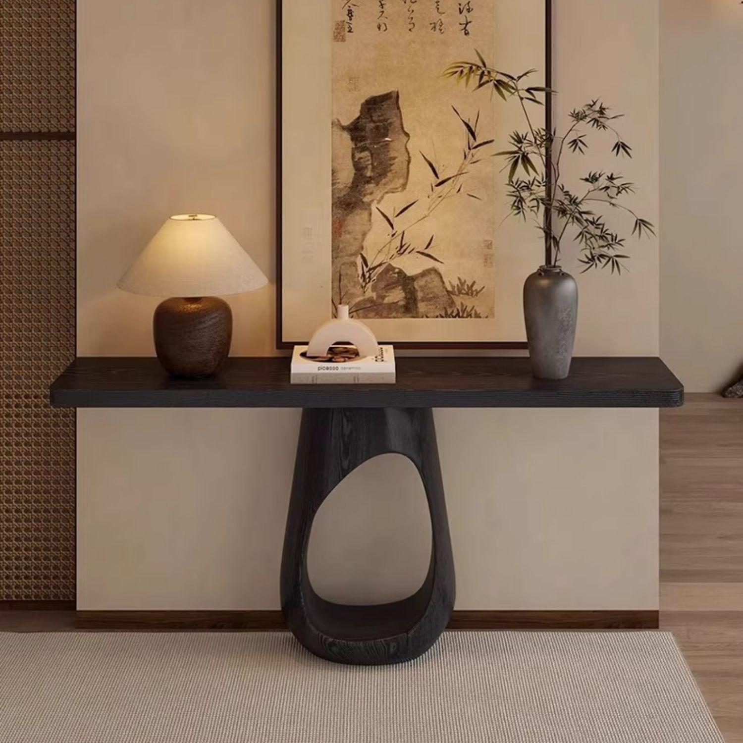 Mesa Arrimo Nido Madera Maciza Tono Ebano-2