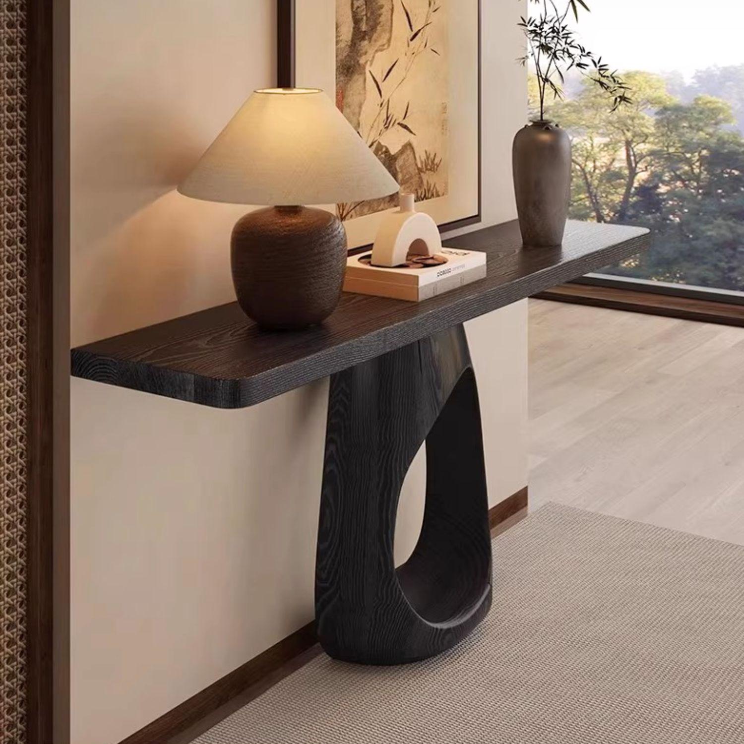 Mesa Arrimo Nido Madera Maciza Tono Ebano-3