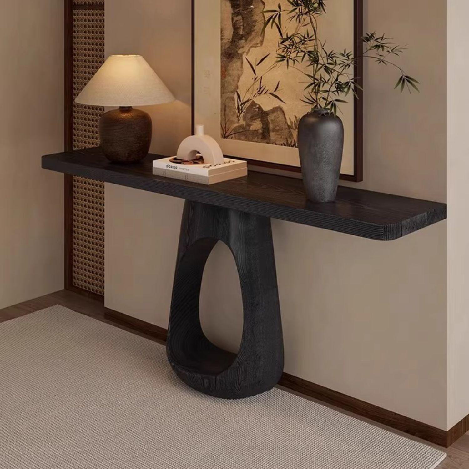 Mesa Arrimo Nido Madera Maciza Tono Ebano-4