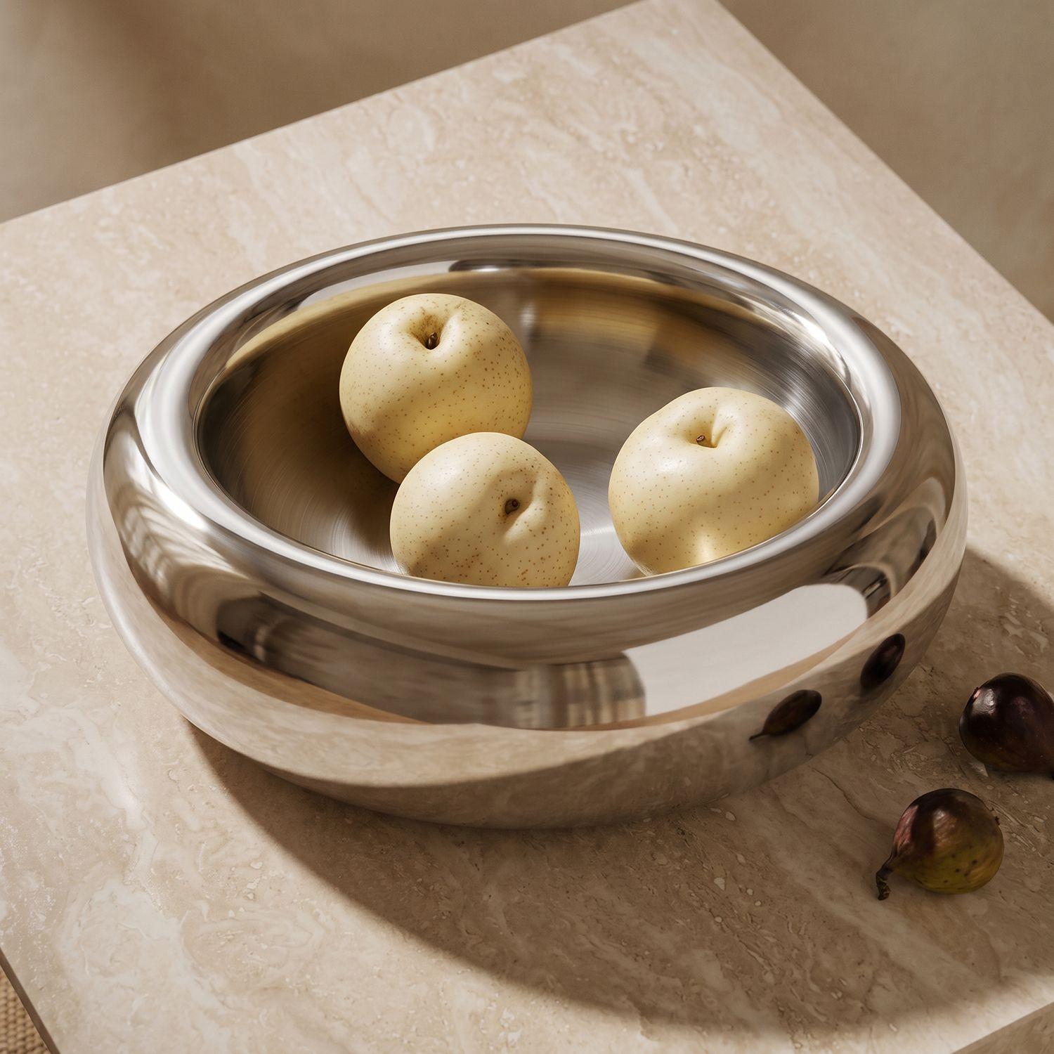 Bowl de Acero Inoxidable Plateado-0