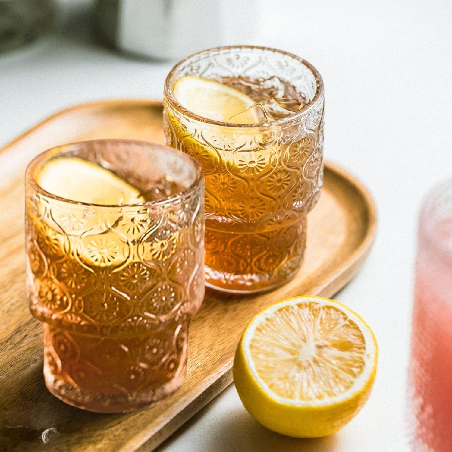 Set de 4 Vasos de vidrio Flor Begonia de 180 ml-2