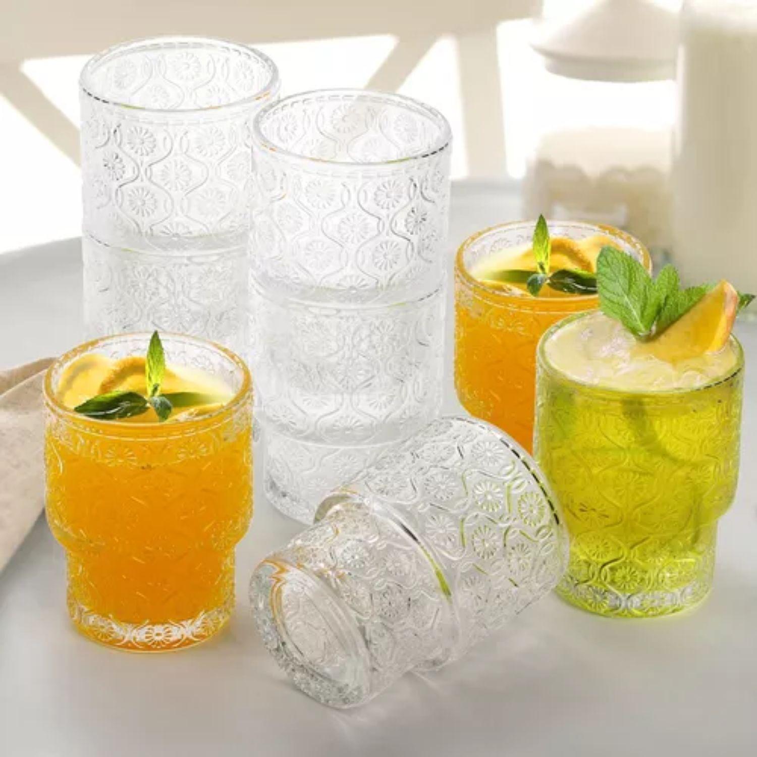 Set de 4 Vasos de vidrio Flor Begonia de 180 ml-3