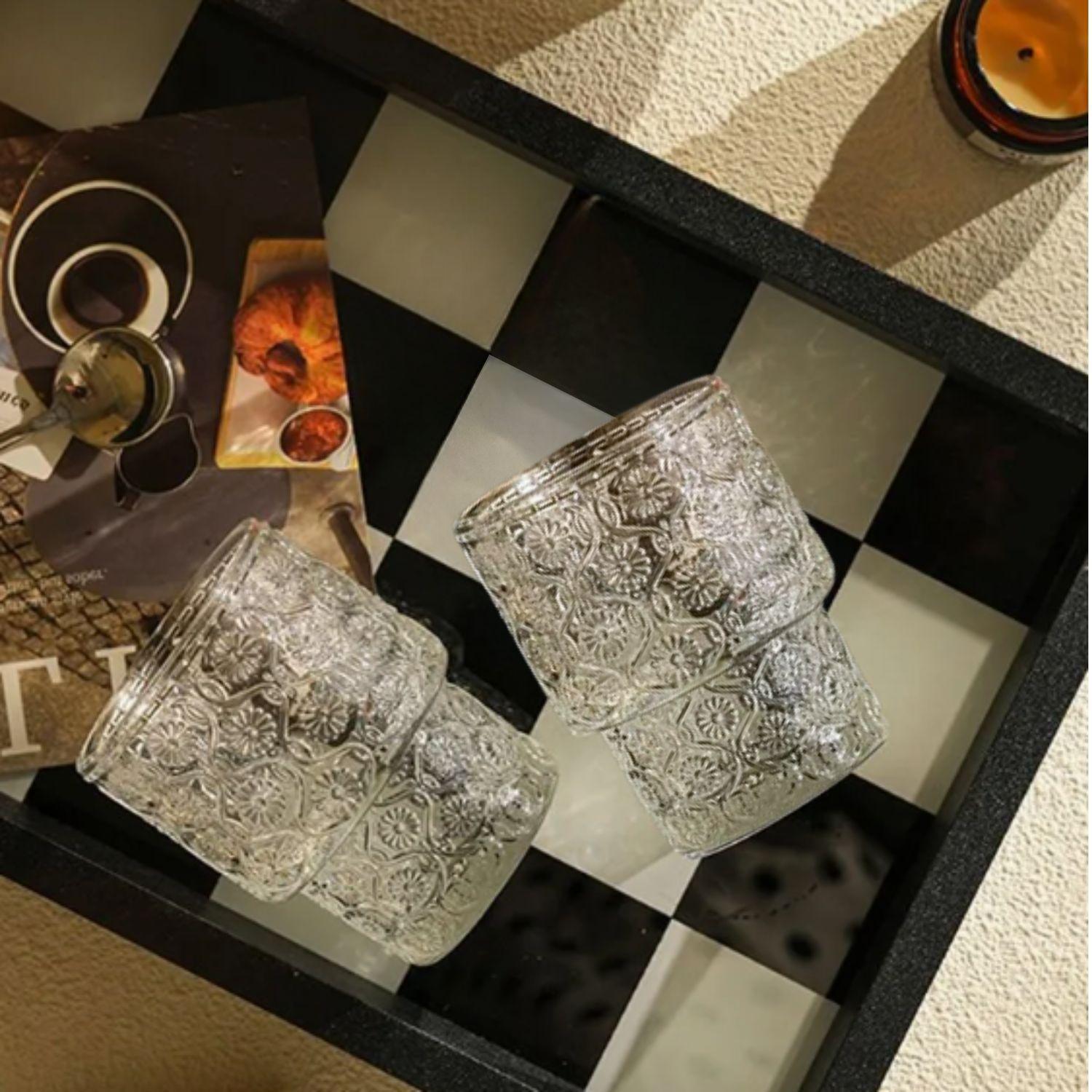 Set de 4 Vasos de vidrio Flor Begonia de 180 ml-5