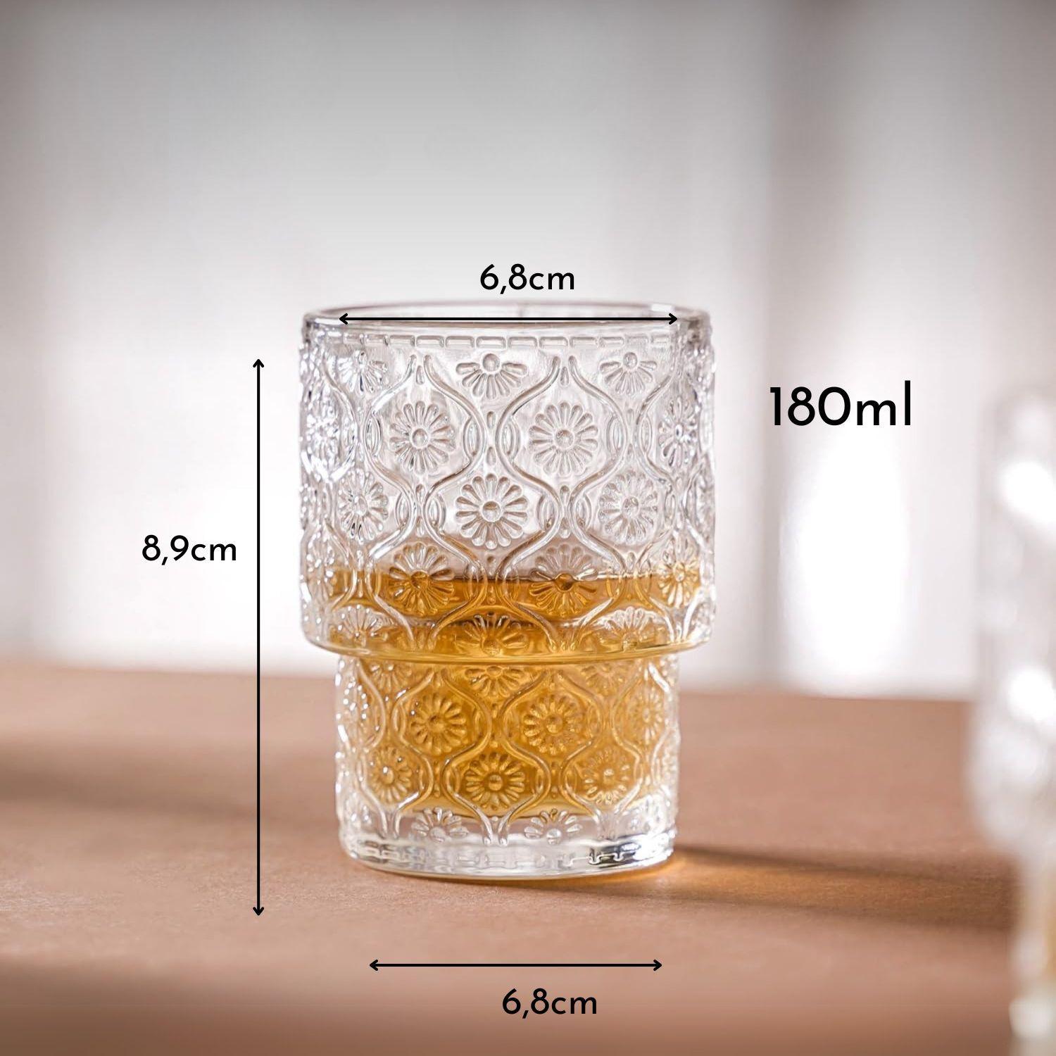 Set de 4 Vasos de vidrio Flor Begonia de 180 ml-6