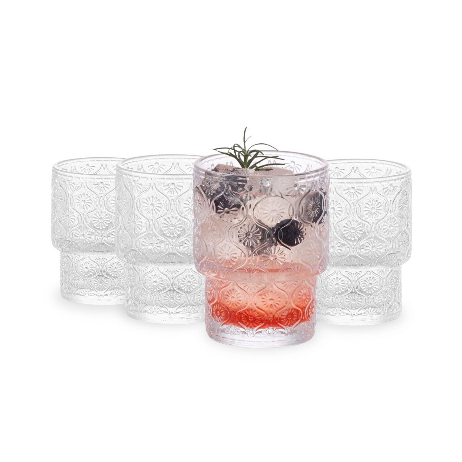 Set de 4 Vasos de vidrio Flor Begonia de 180 ml-8