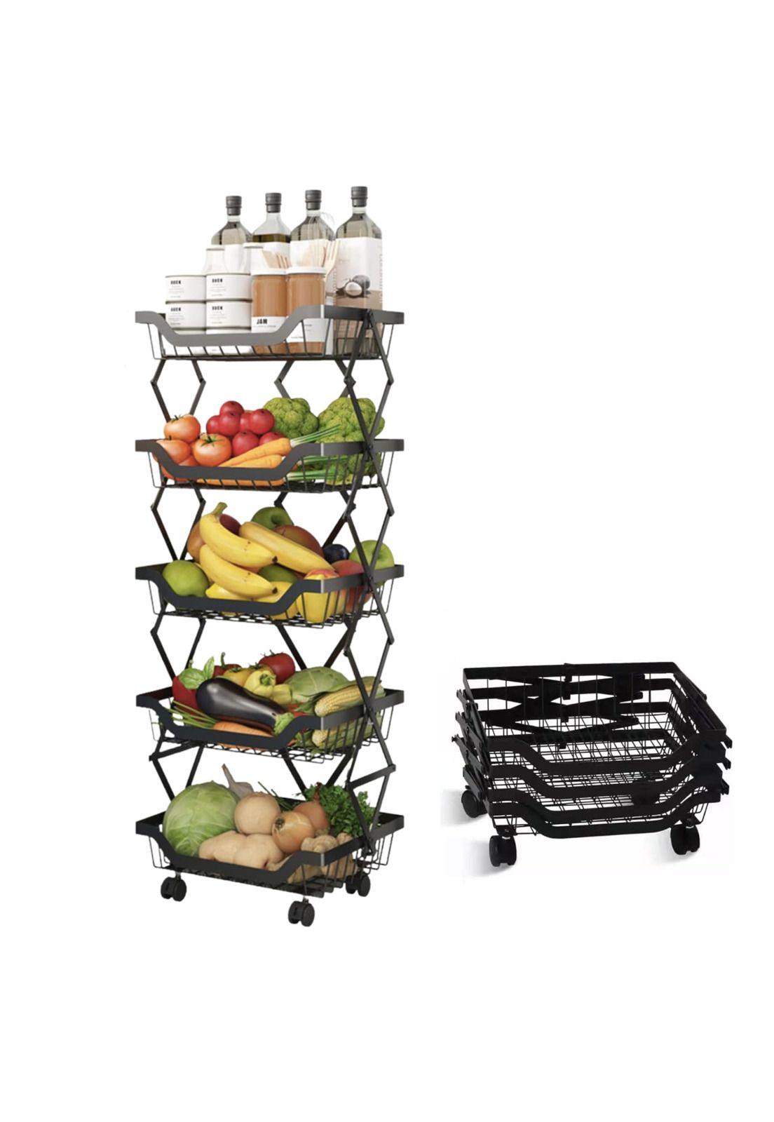Carro Organizador Estante Metalico Plegable Para Cocina 5 Divisiones -0