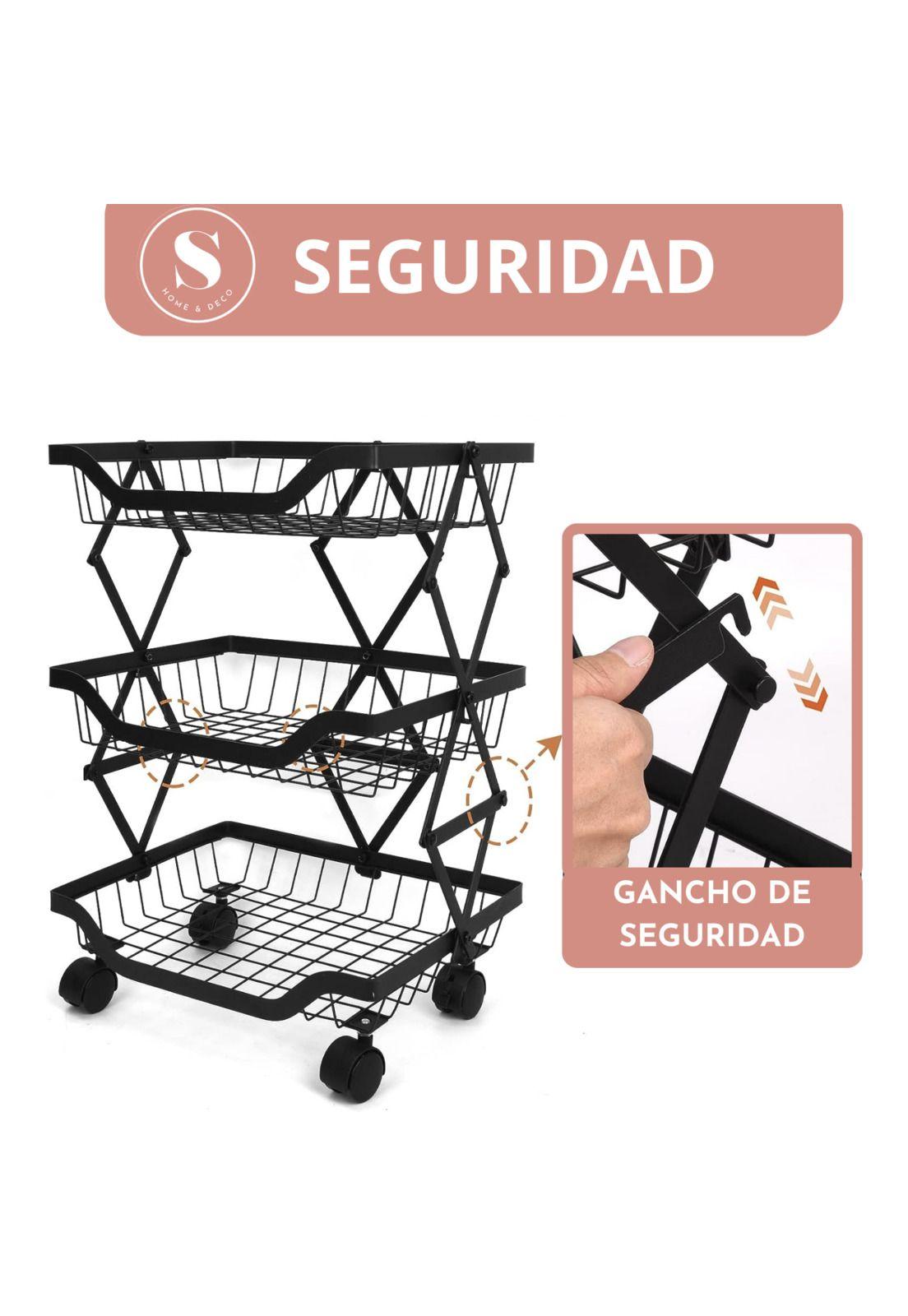 Carro Organizador Estante Metalico Plegable Para Cocina 5 Divisiones -3