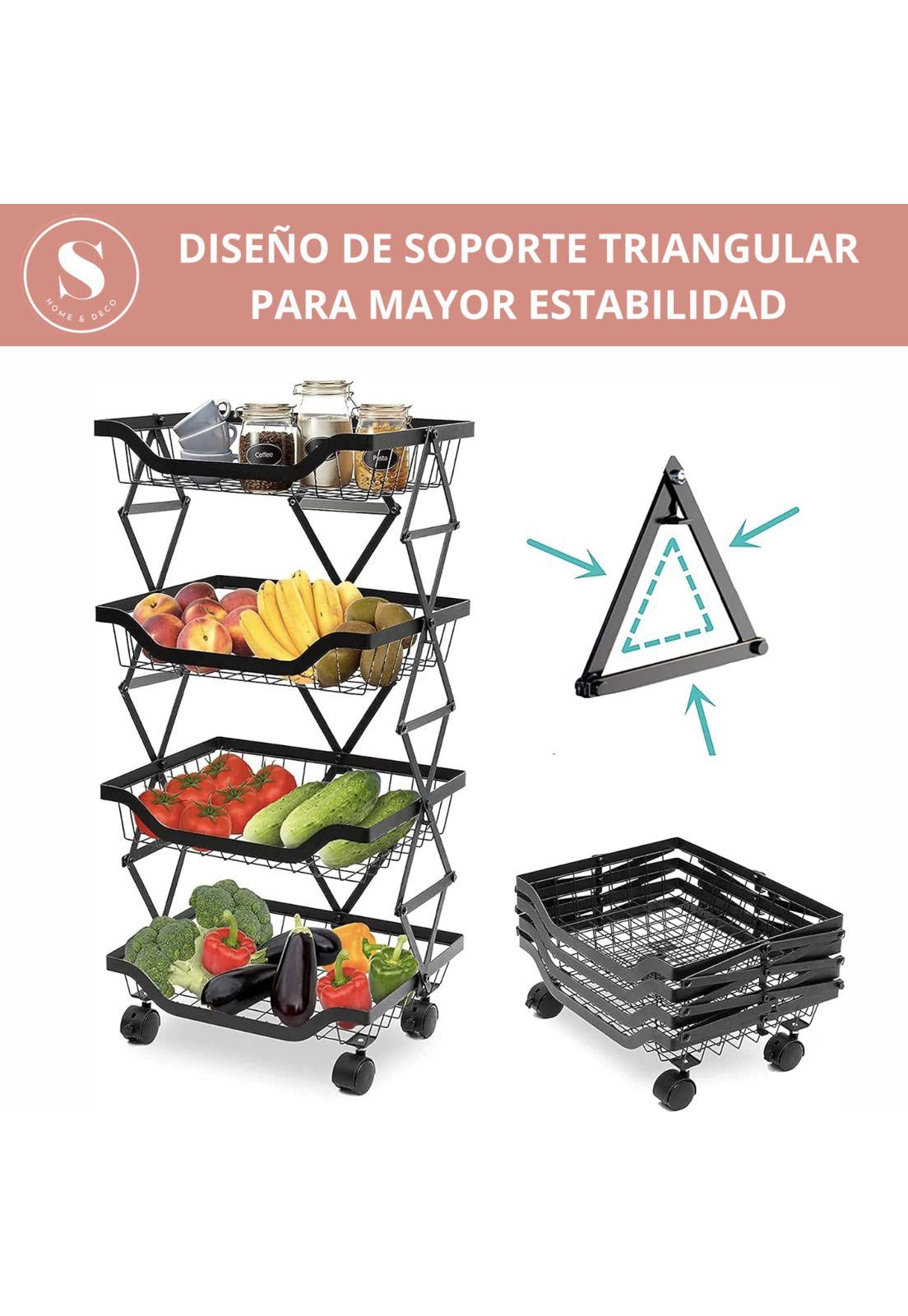 Carro Organizador Estante Metalico Plegable Para Cocina 5 Divisiones -5