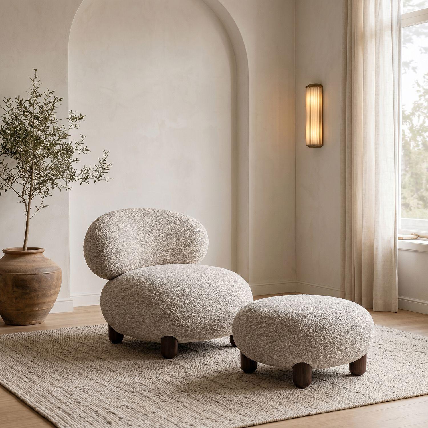 Set de Sitial Bouclé con Otomano Apoyapiés-0