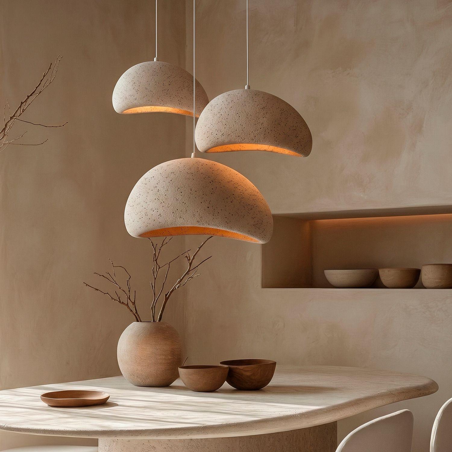 Lámpara de techo colgante Wabi Sabi Lunar gris granito 60 cm-4