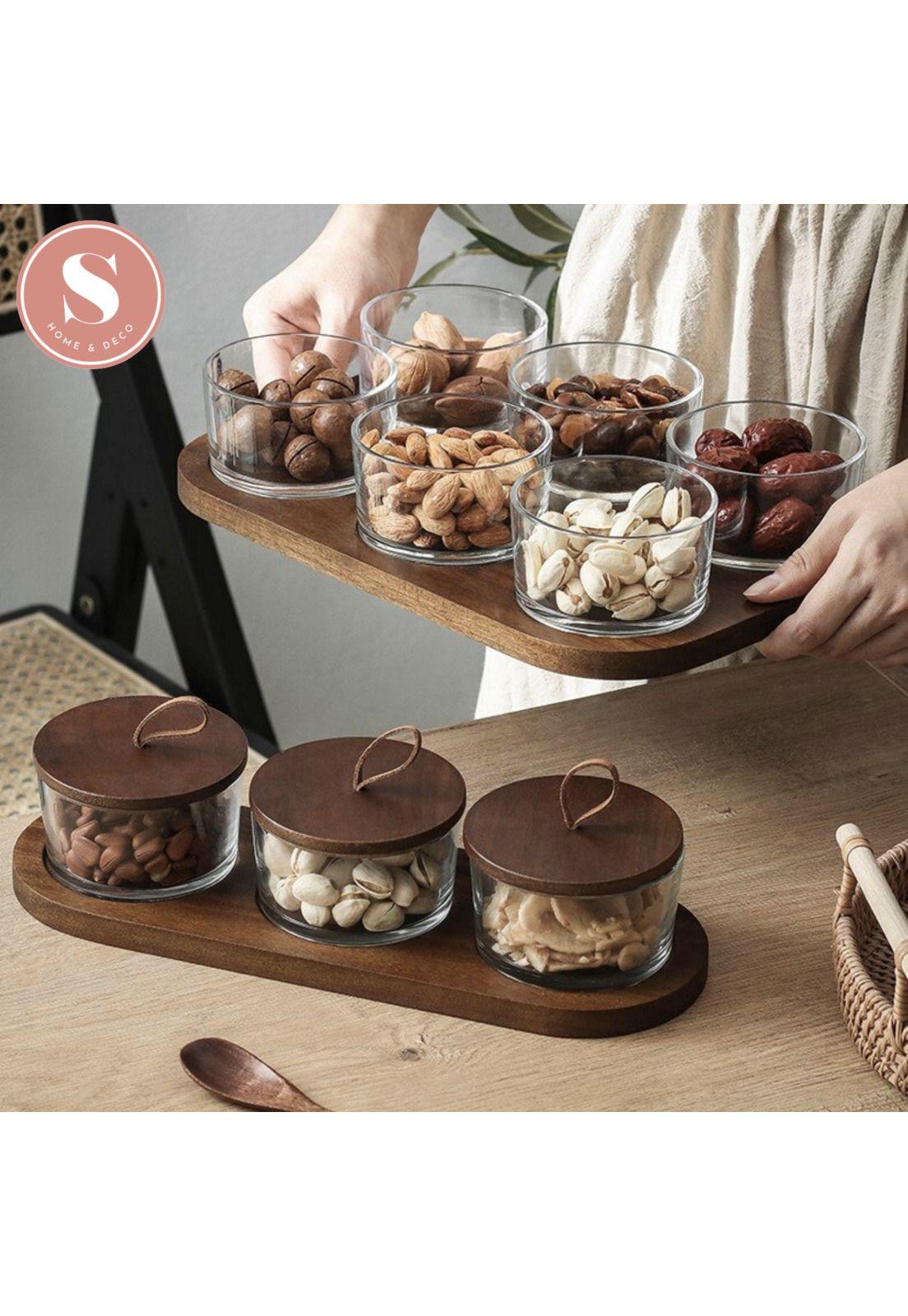 Set 3 Contenedores Especieros de Vidrio Con Soporte Madera-9