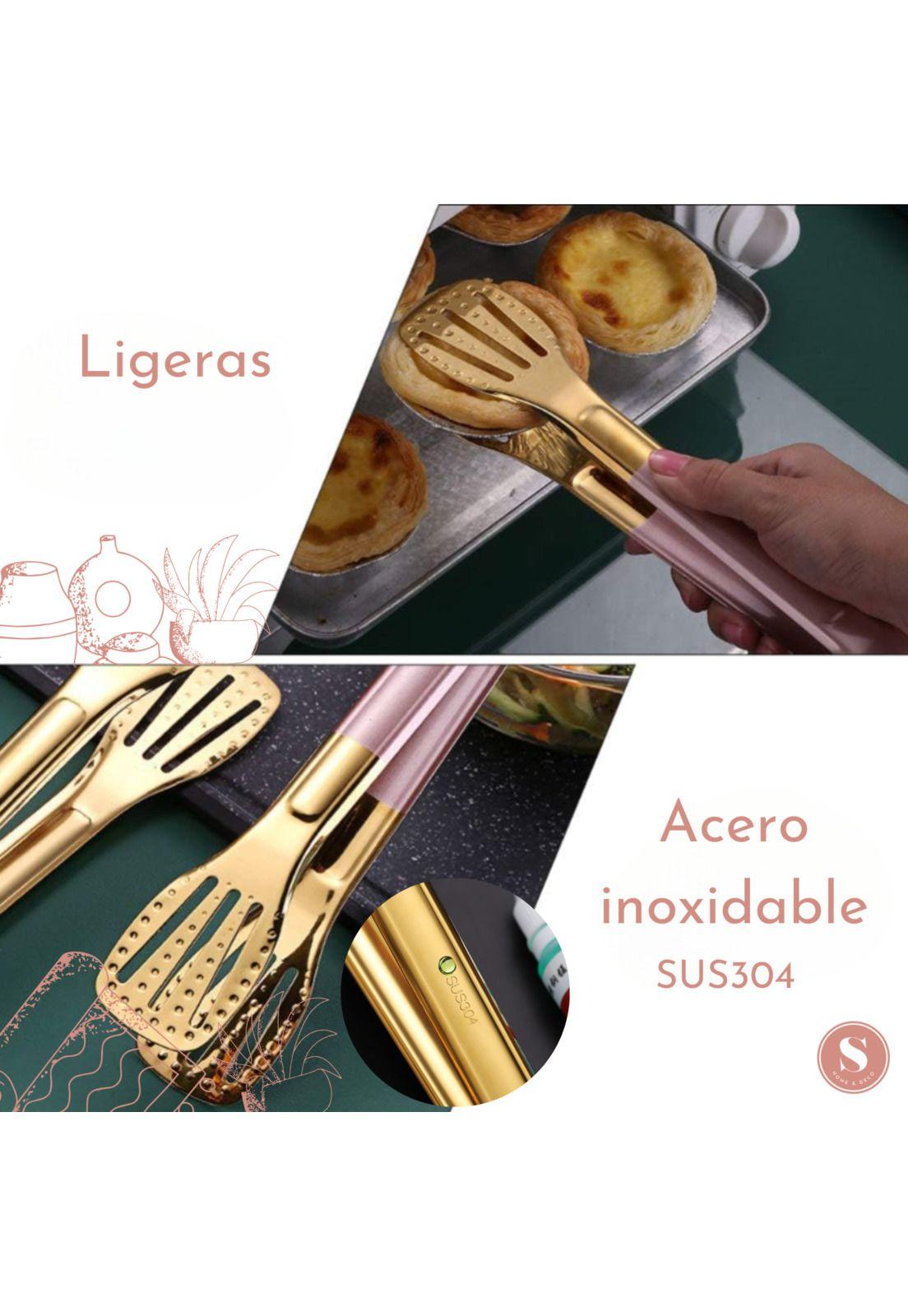 Pinzas Tenaza Cocina Asado Acero Inoxidable 28 cm Negro Verde oscuro-3