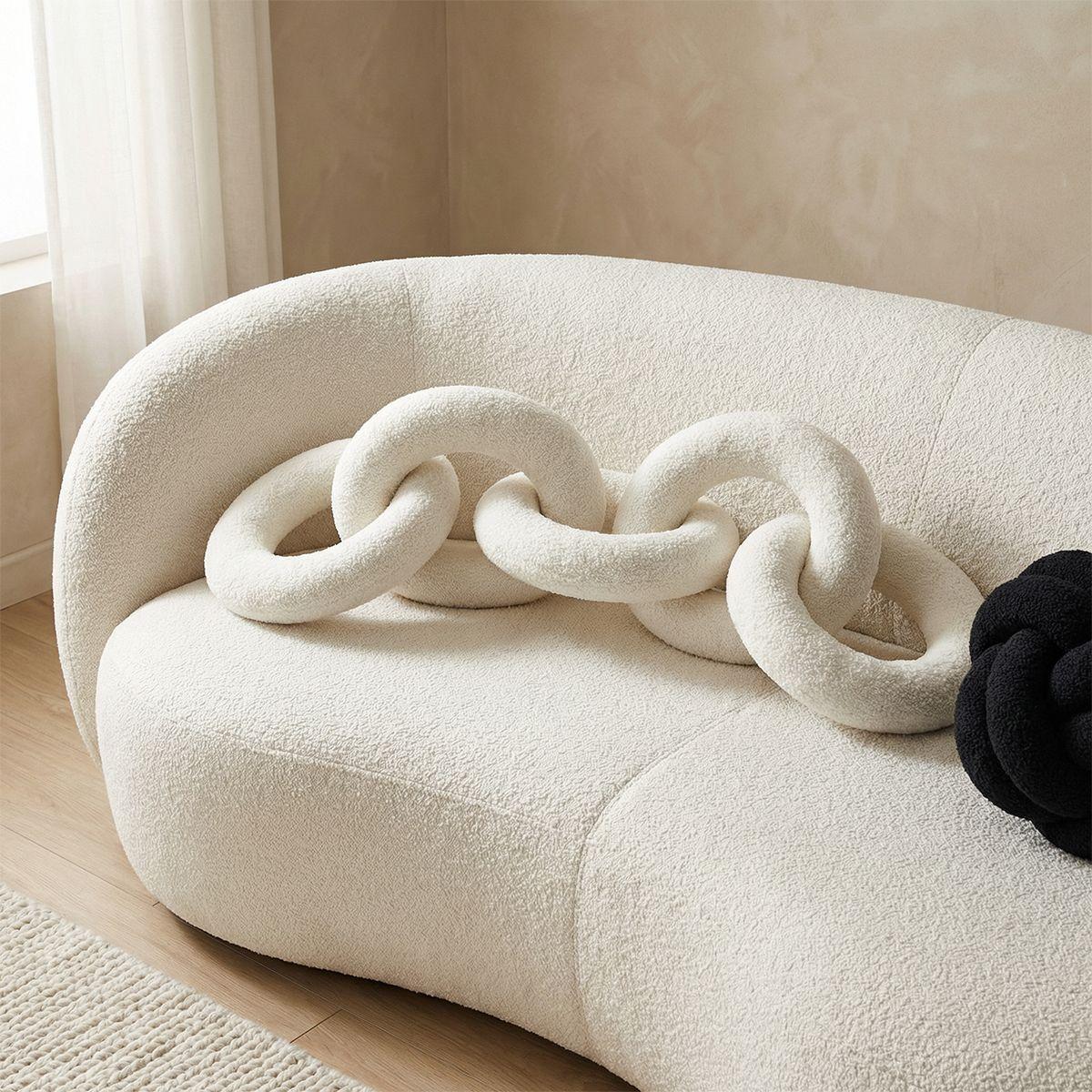 Cojin Diseño Cadena Blanco Tela-0