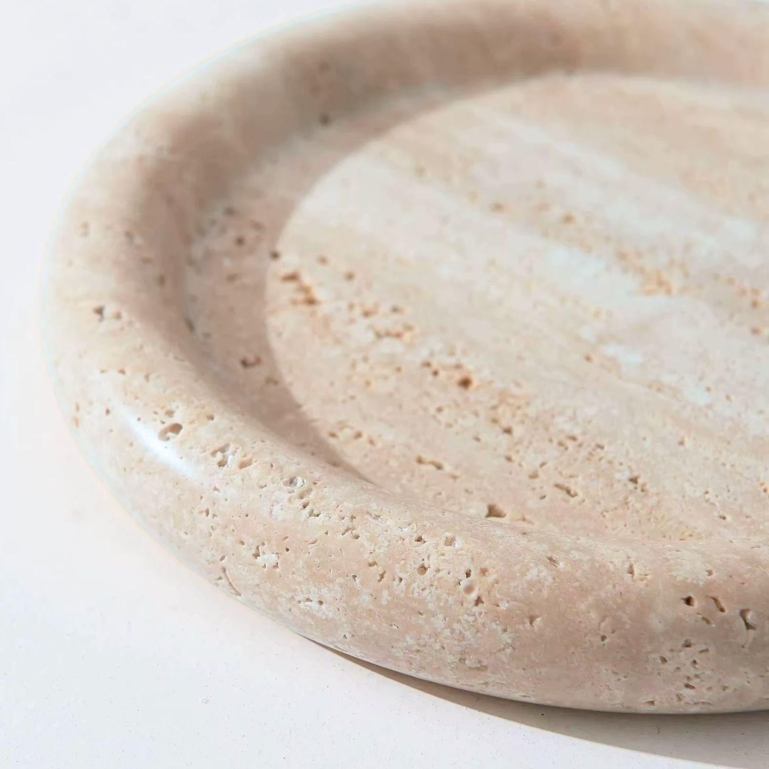 Bandeja Redonda de Piedra Ambar Travertino-2