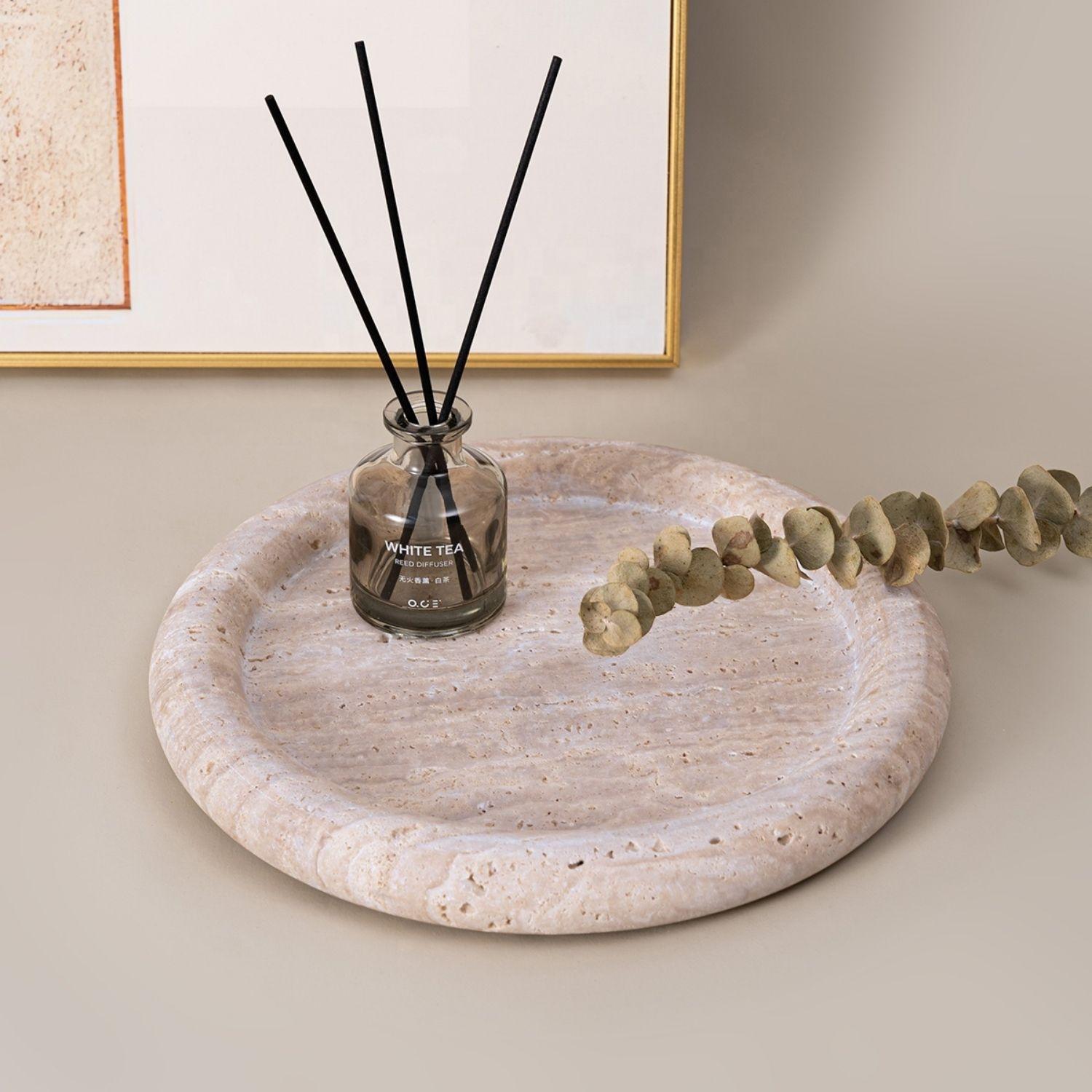 Bandeja Redonda de Piedra Ambar Travertino-4