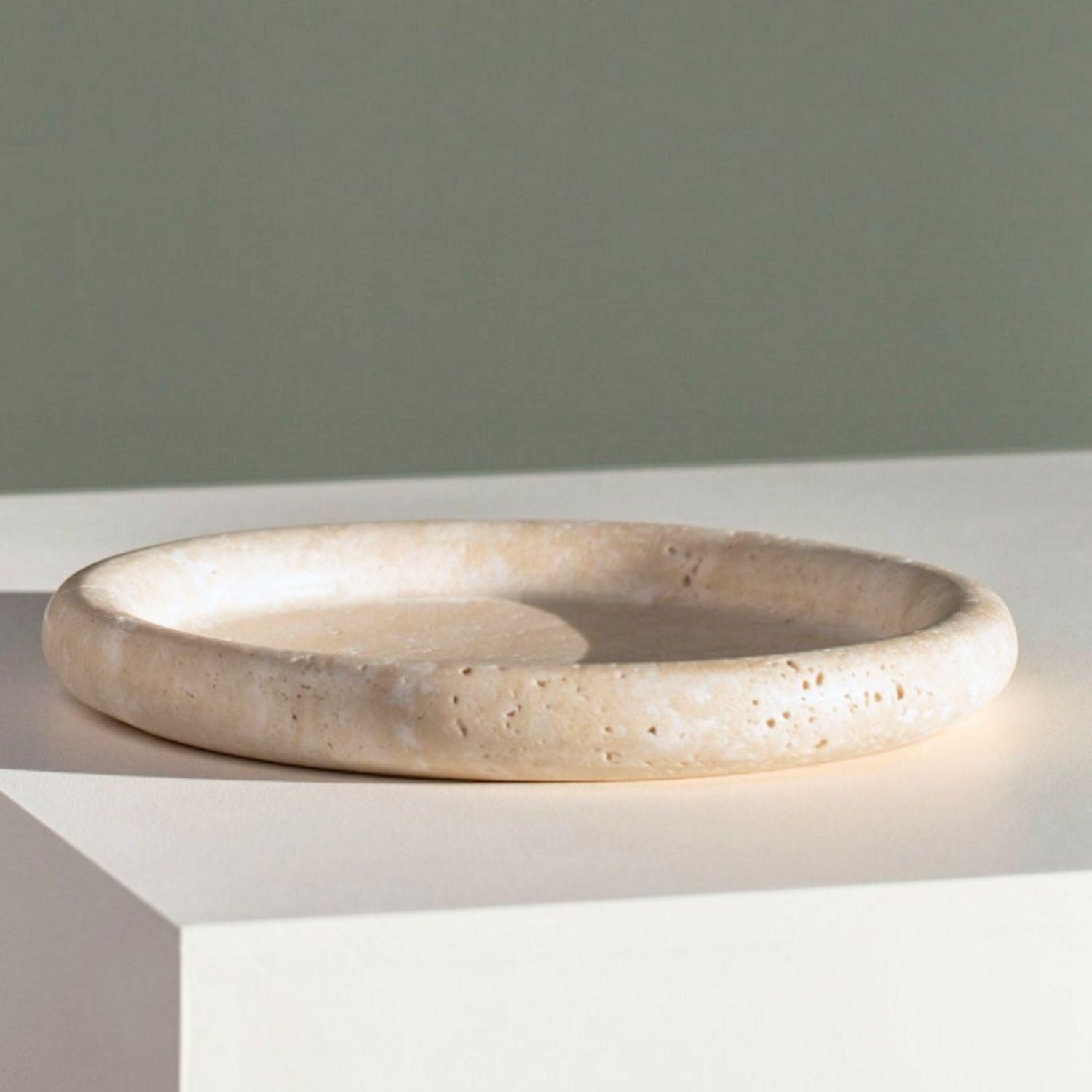 Bandeja Redonda de Piedra Ambar Travertino-7