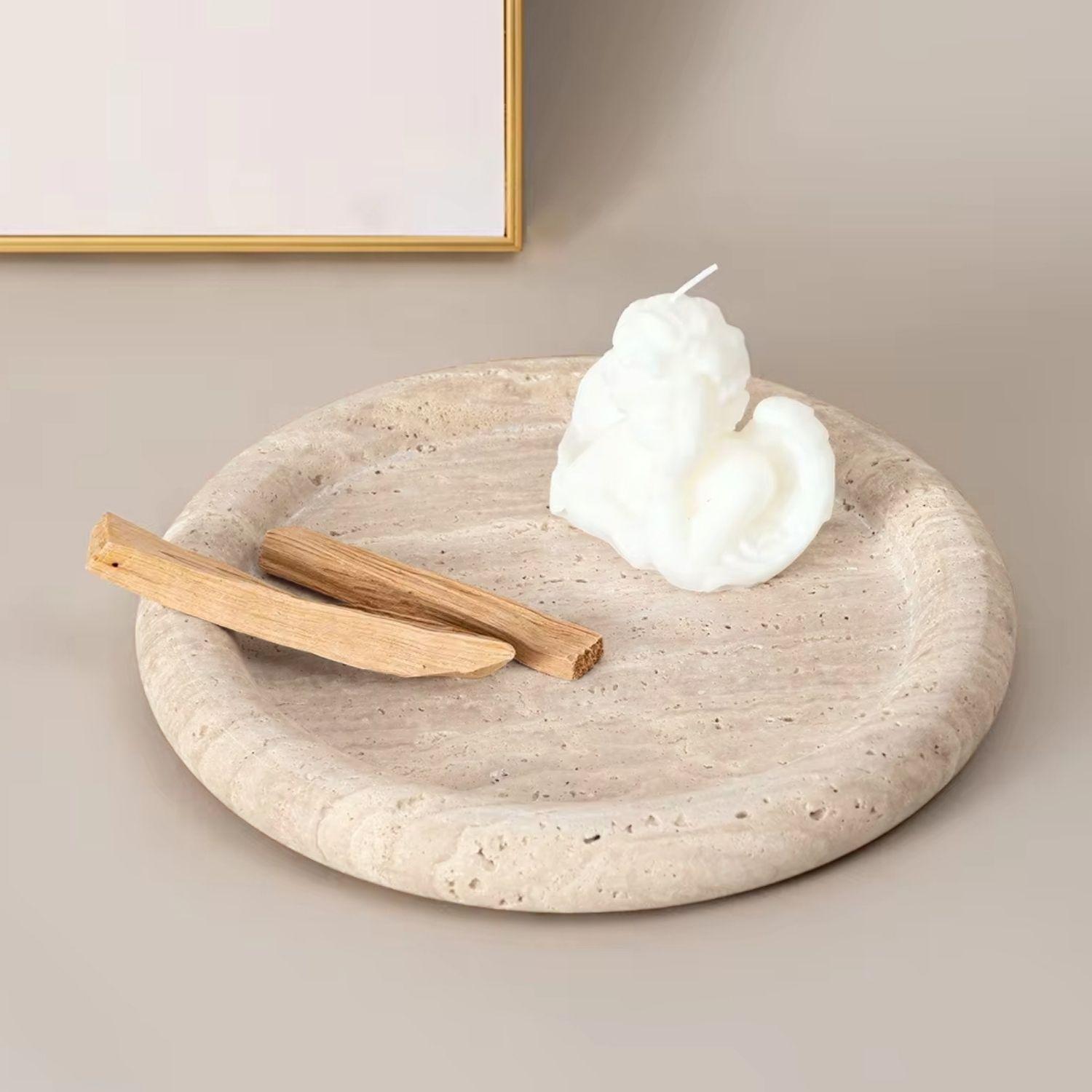 Bandeja Redonda de Piedra Ambar Travertino-9