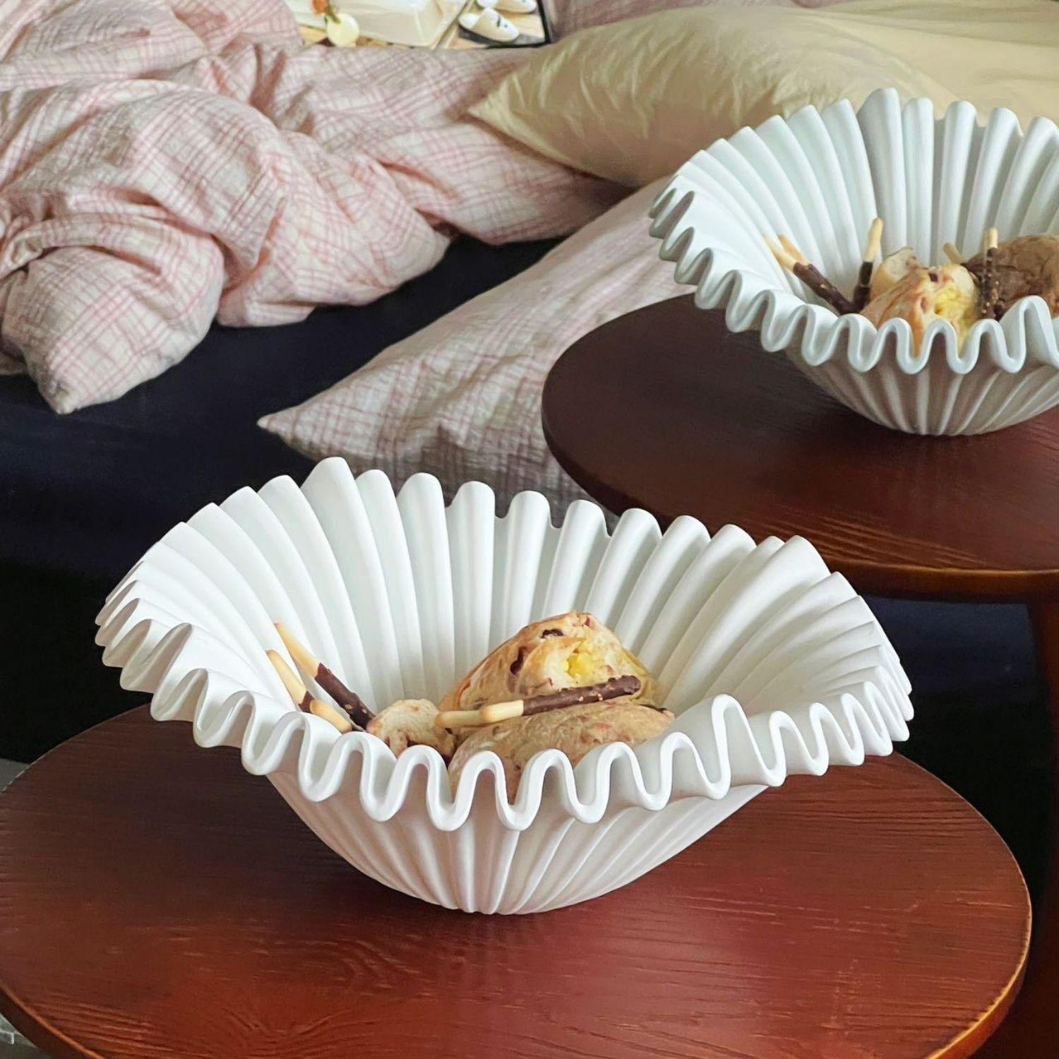 Fuente estilo Frutero Cerámica Shell Blanco-3