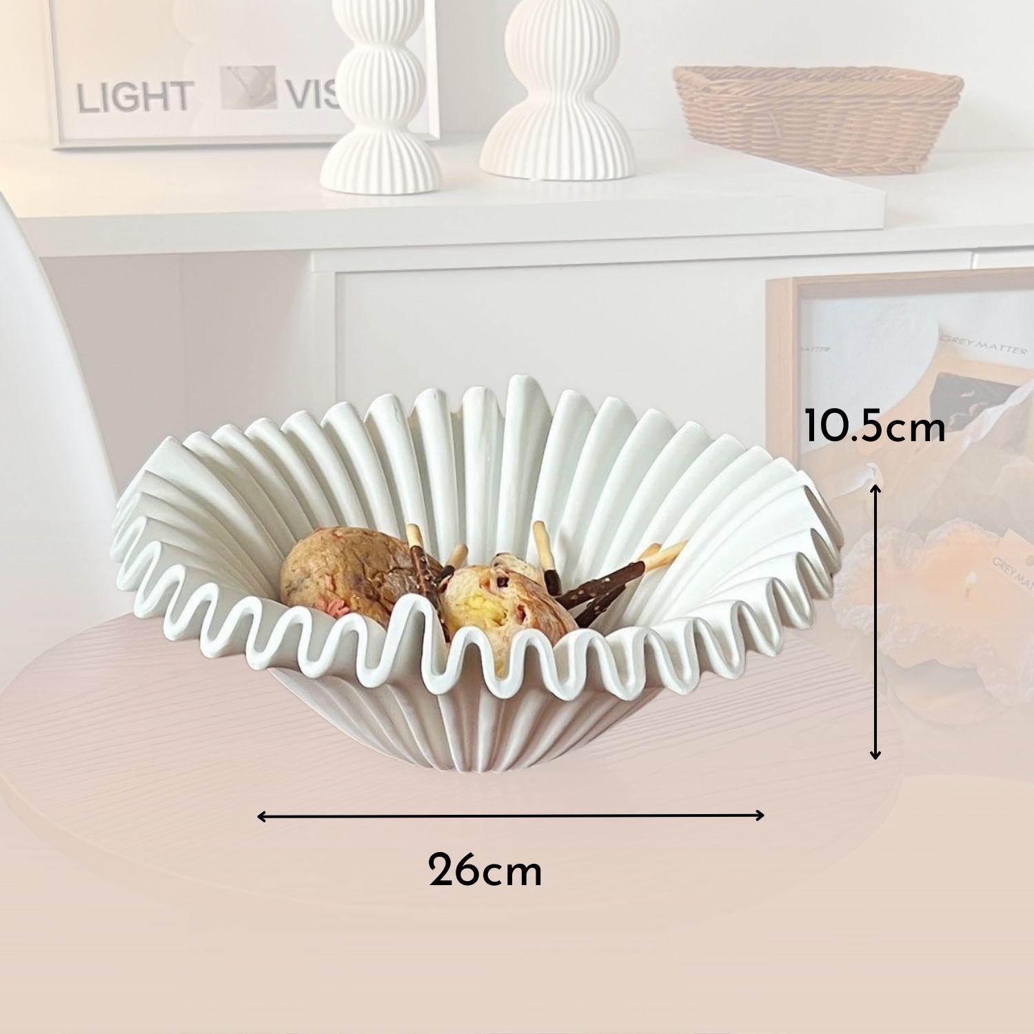 Fuente estilo Frutero Cerámica Shell Blanco-7