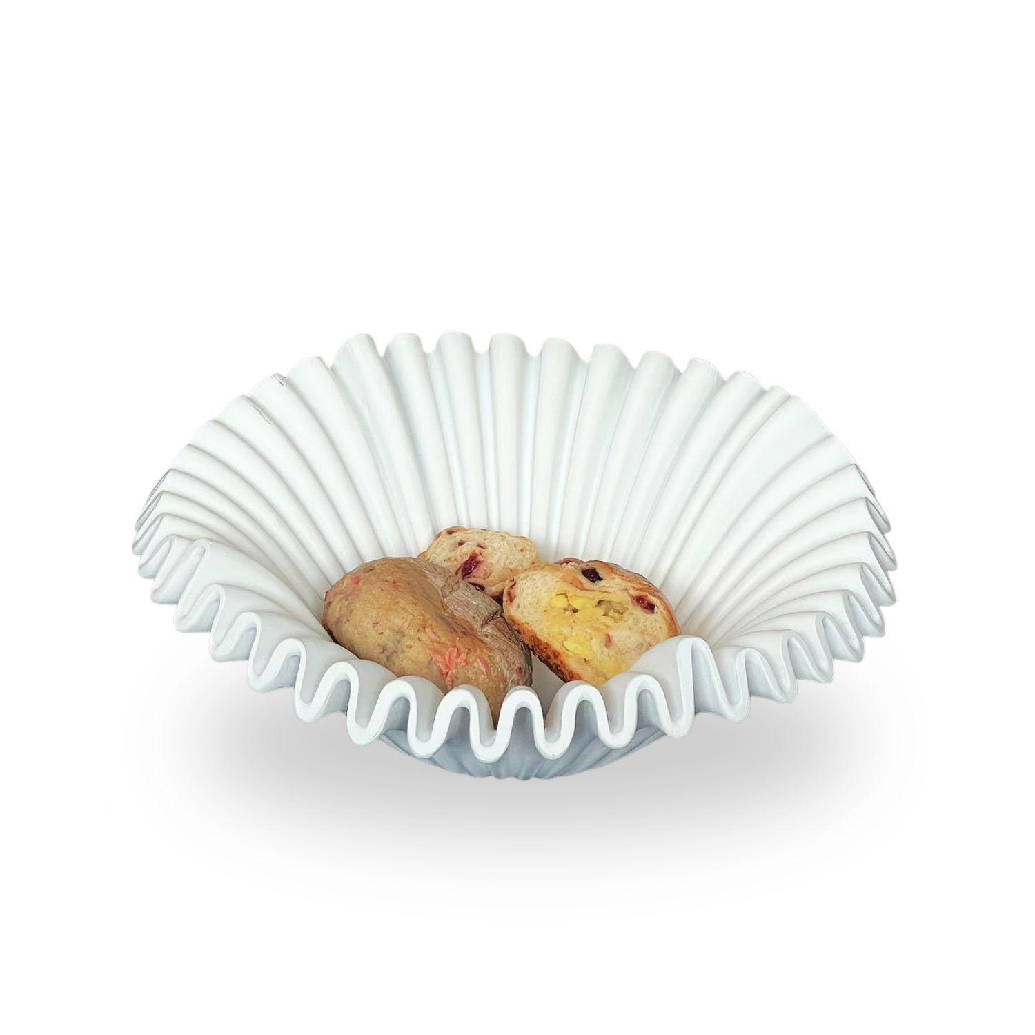 Fuente estilo Frutero Cerámica Shell Blanco-8