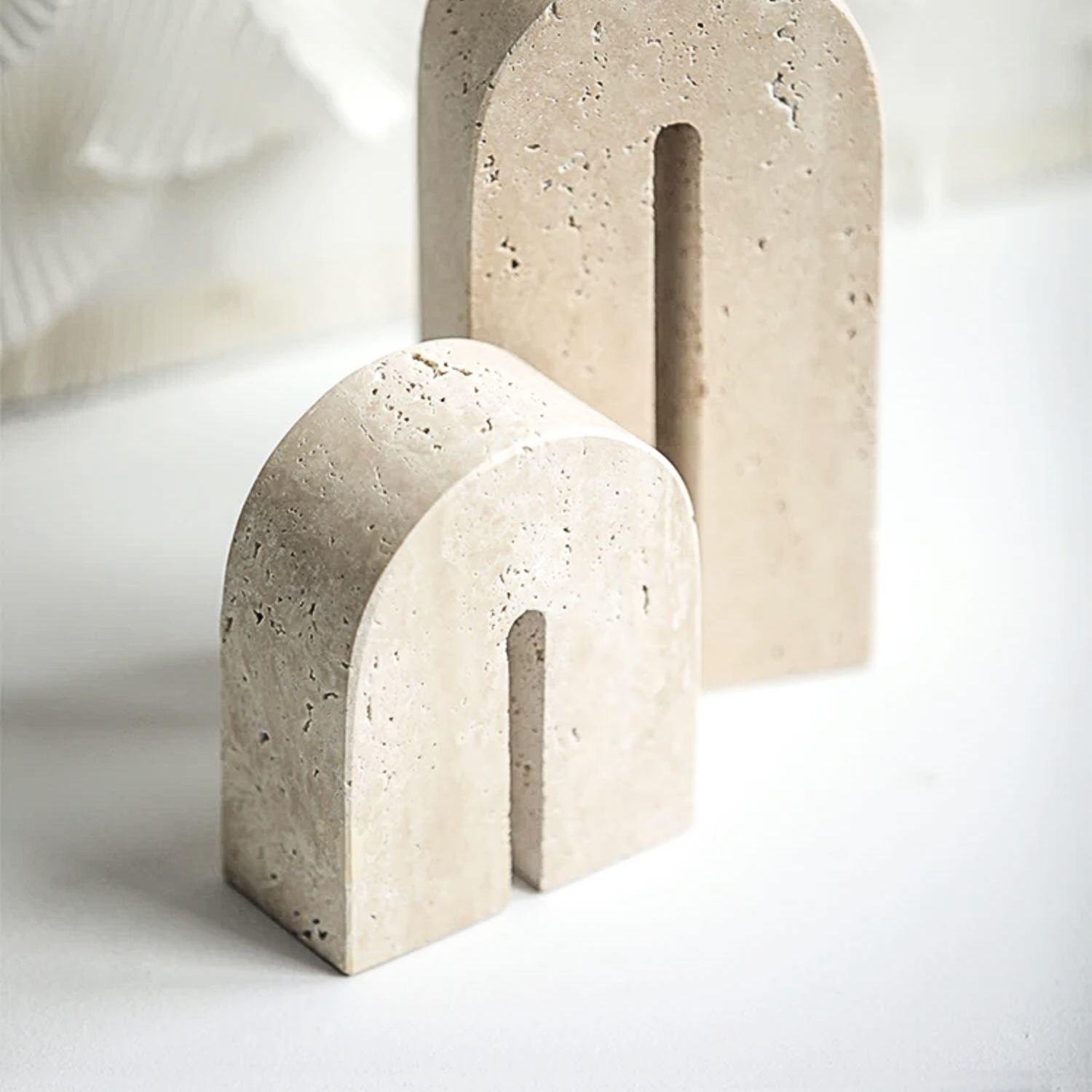 Arco Escultural Piedra Travertino Decorativo Pequeño-8