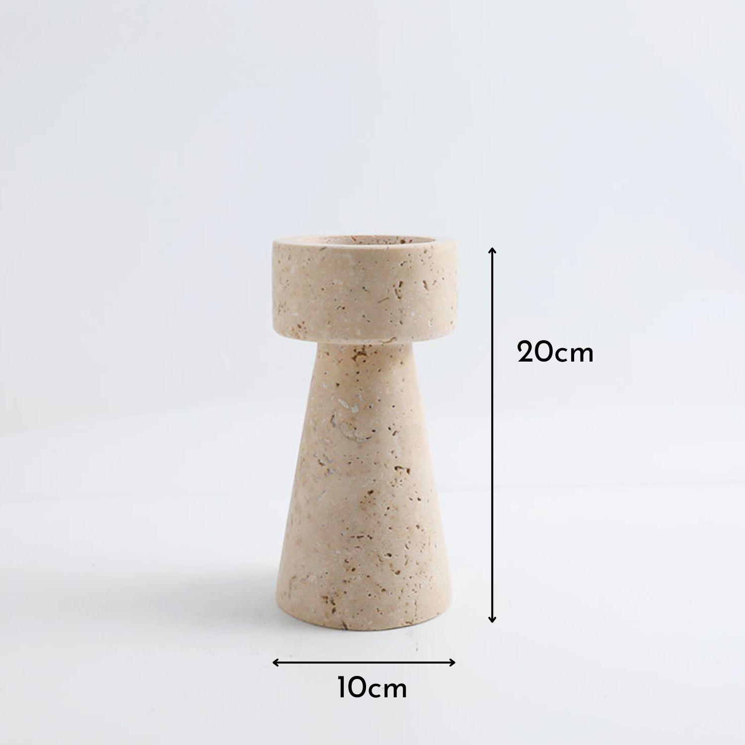 Candelabro Portavelas Marmol Travertino Torre Pequeño-5