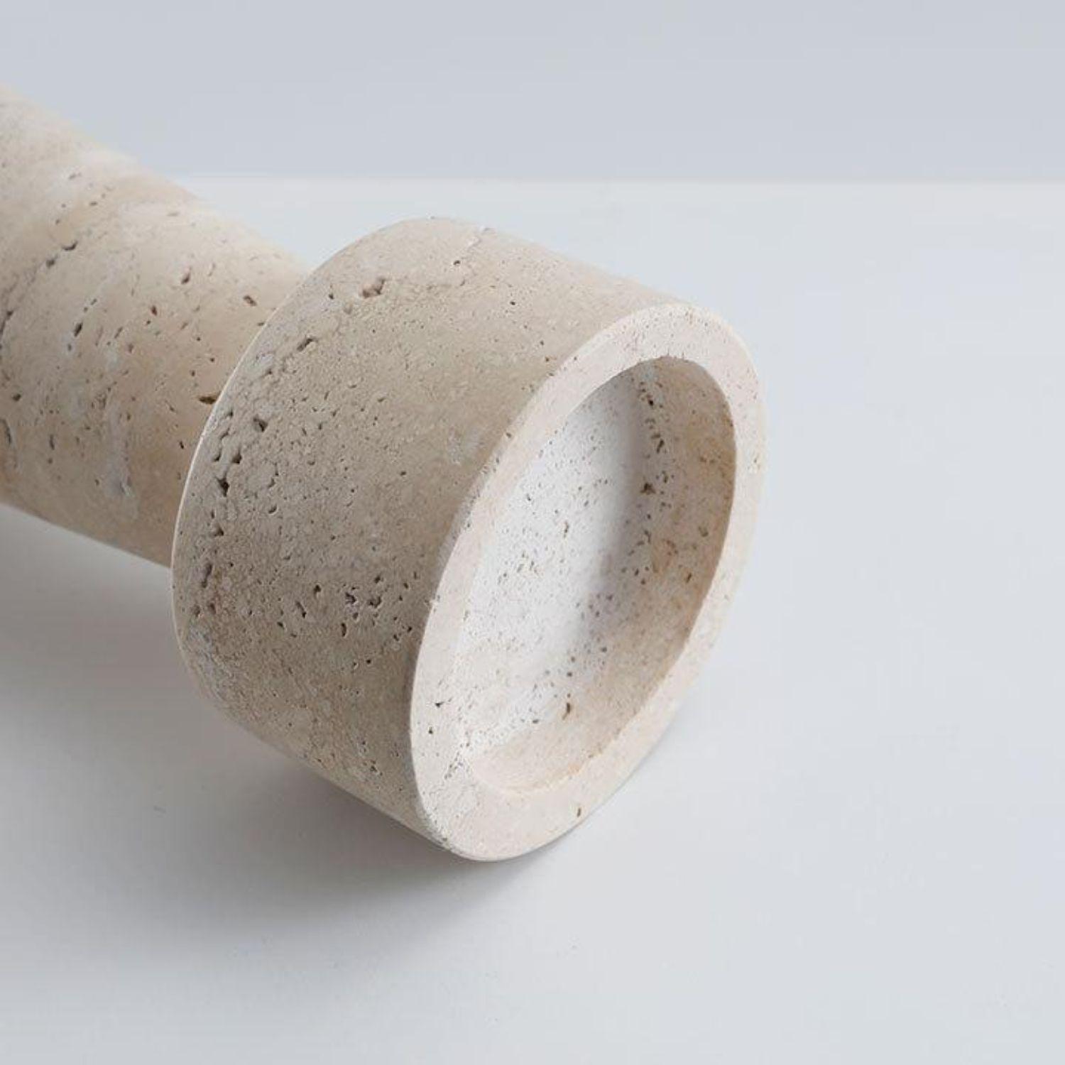 Candelabro Portavelas Marmol Travertino Torre Pequeño-7