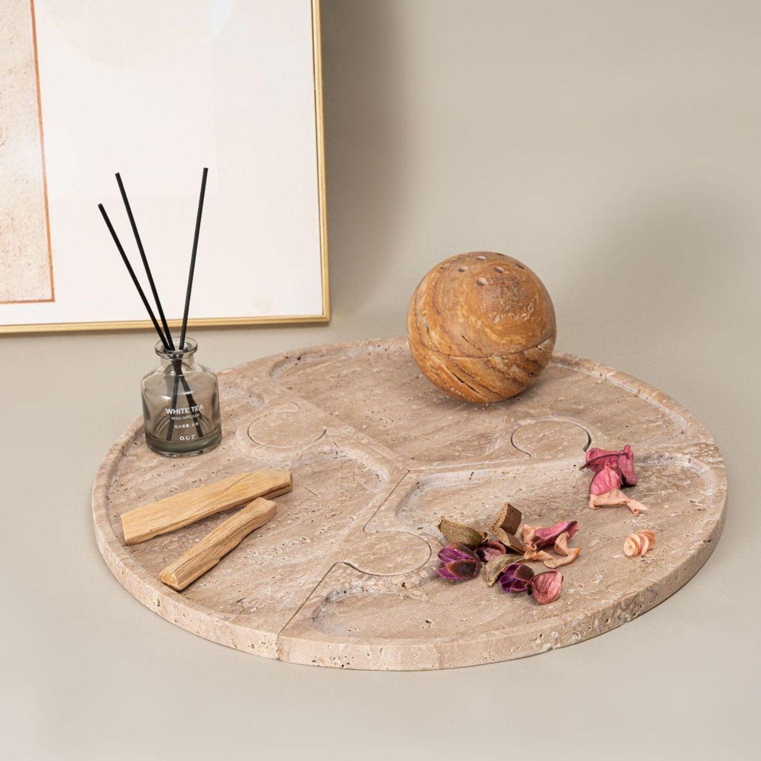 Bandeja de Piedra Puzzle Travertino Deco y Aperitivos-5