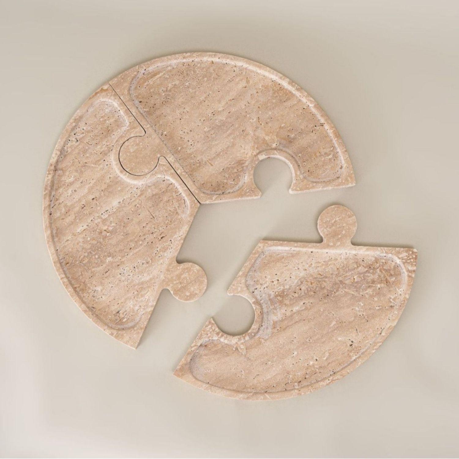 Bandeja de piedra travertino Puzzle para aperitivos y decoración-2