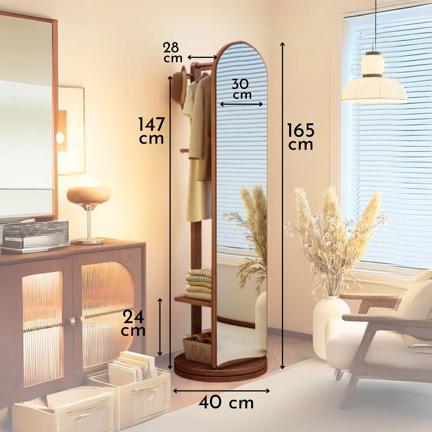 Espejo Giratorio Tipo Armario Con Perchero Y Barra Colgador-7