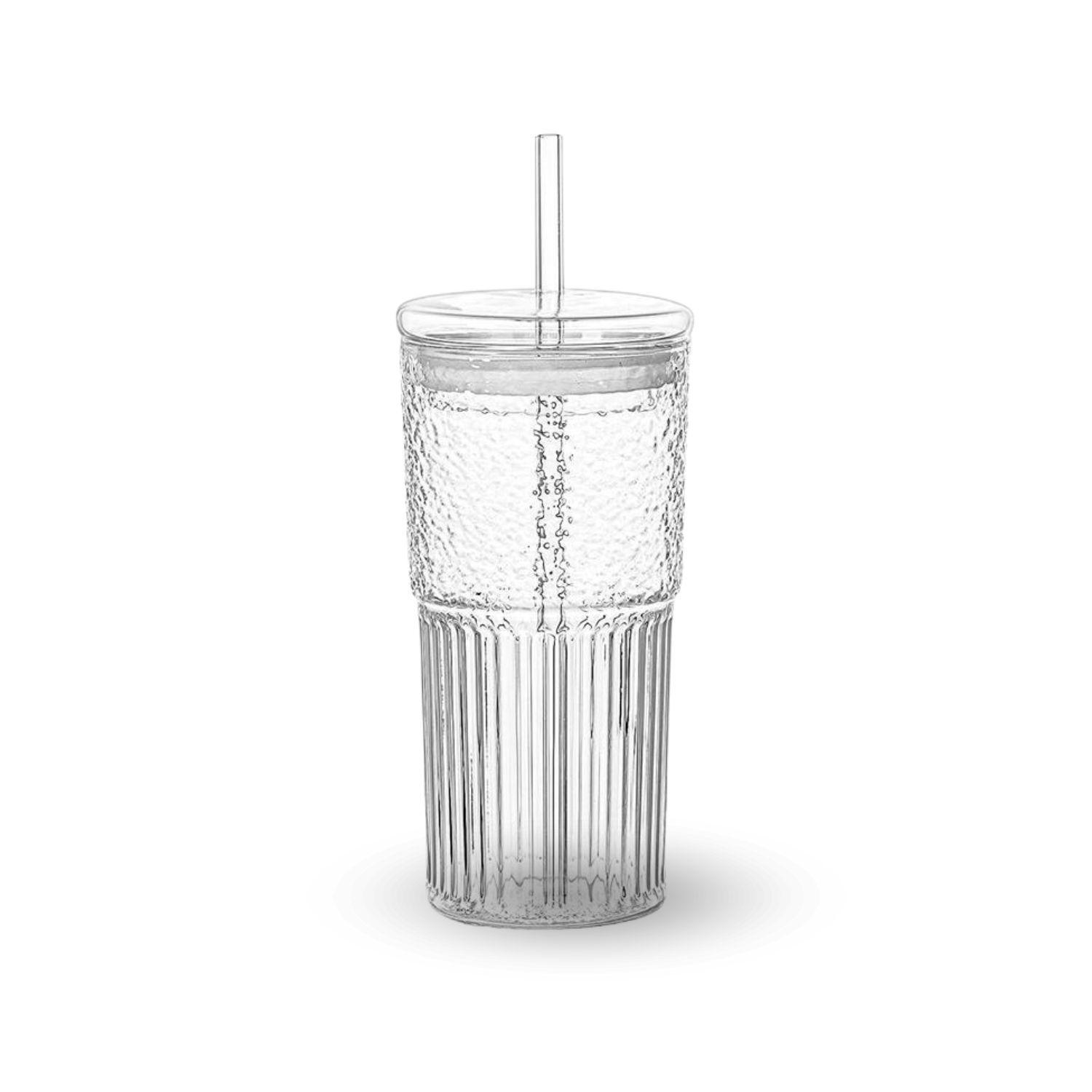 Vaso Vidrio con Bombilla y Tapa Perlado 500ml-9