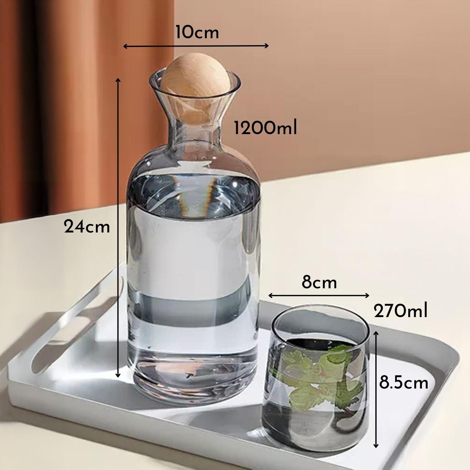 Jarra de Vidrio Decantador Lujoso 4 vasos Gris-6