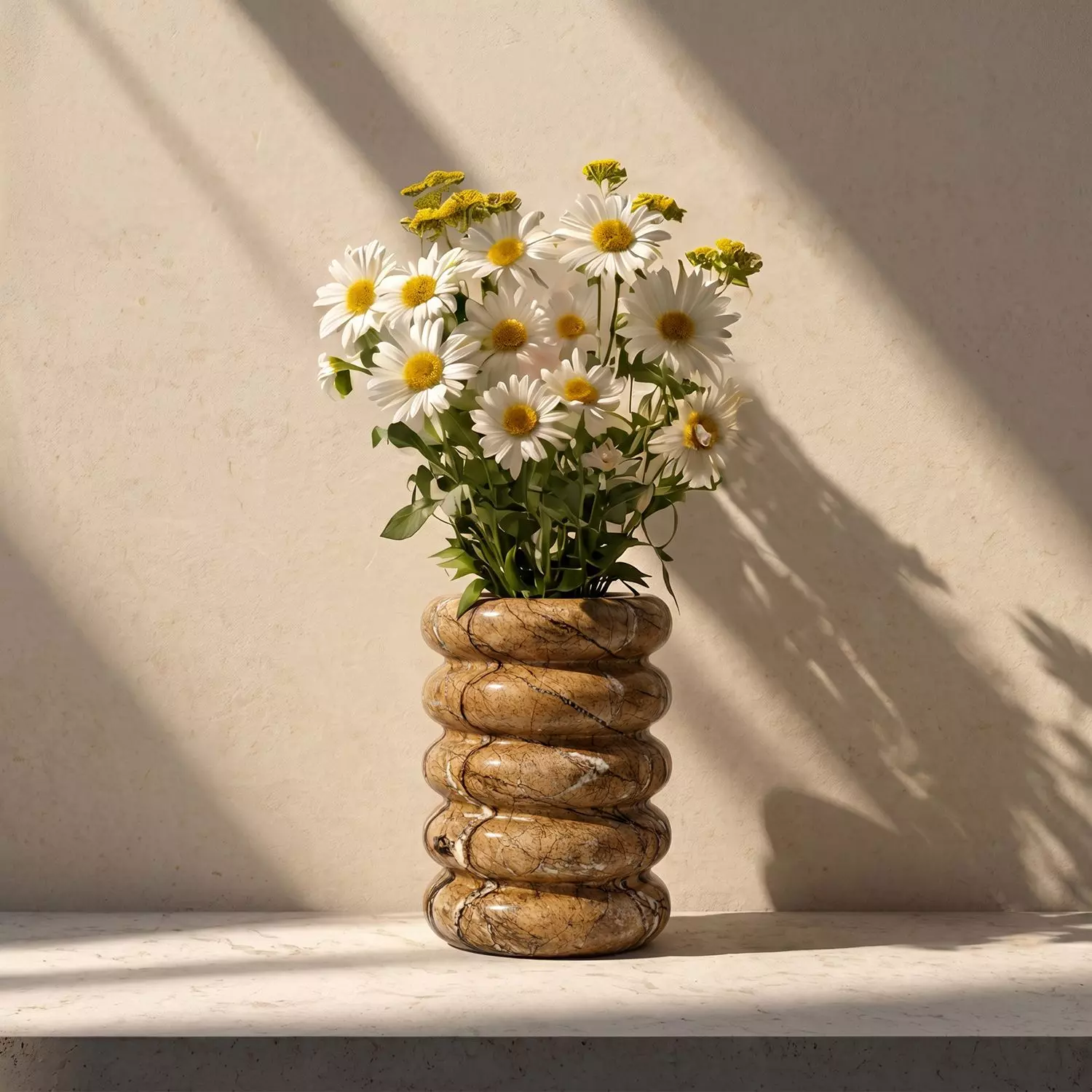 Florero jarrón decorativo de mármol Emperador mediano-8