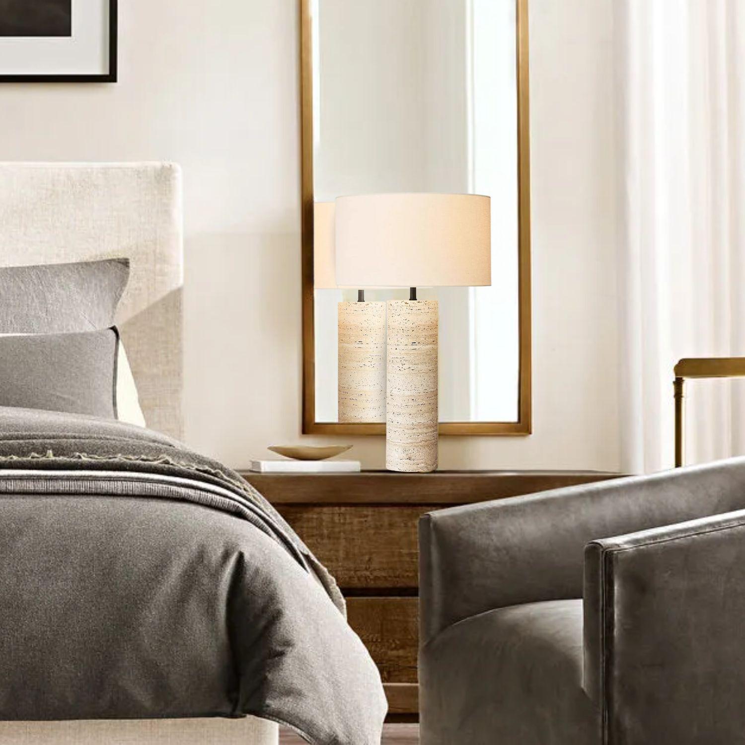 Lampara de Mesa Piedra Nordica Crema Grande-1