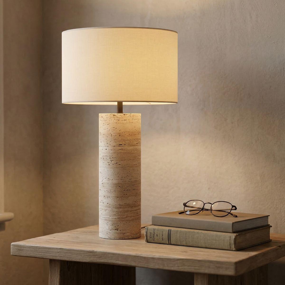 Lampara de Mesa Piedra Nordica Crema Grande-4
