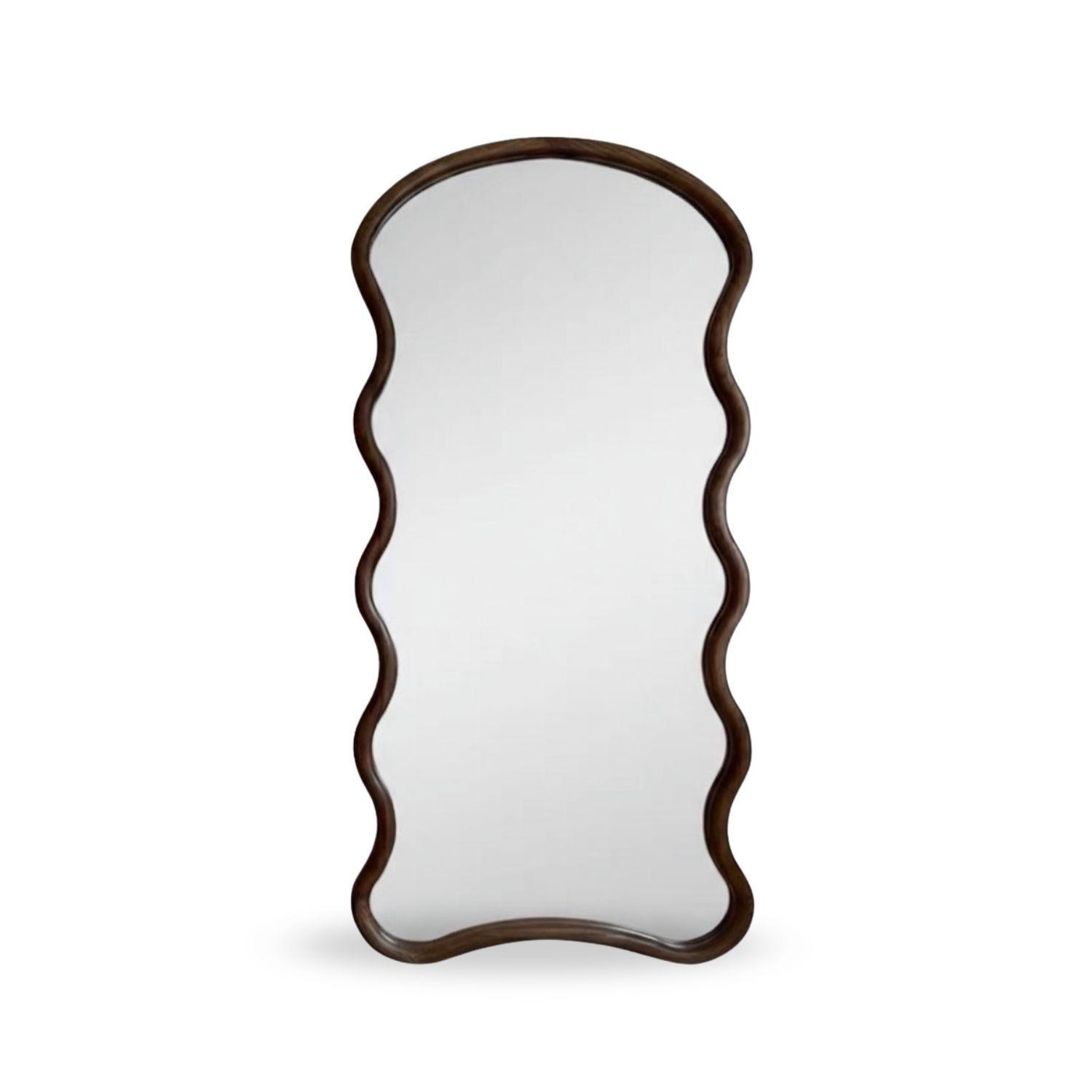 Espejo Ondas Macizo Nogal Cuerpo Entero 200x100cm-2