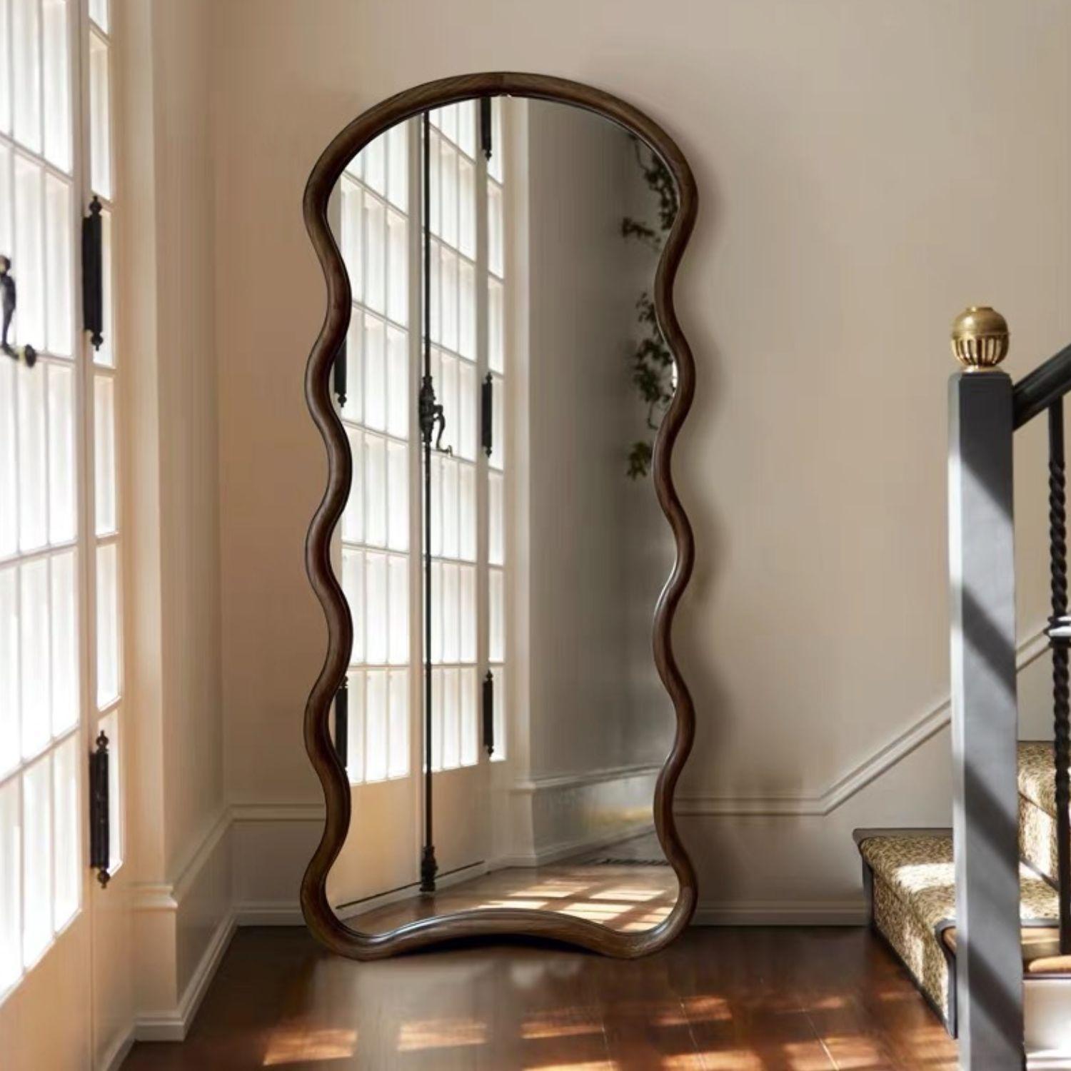 Espejo Ondas Macizo Nogal Cuerpo Entero 200x100cm-3