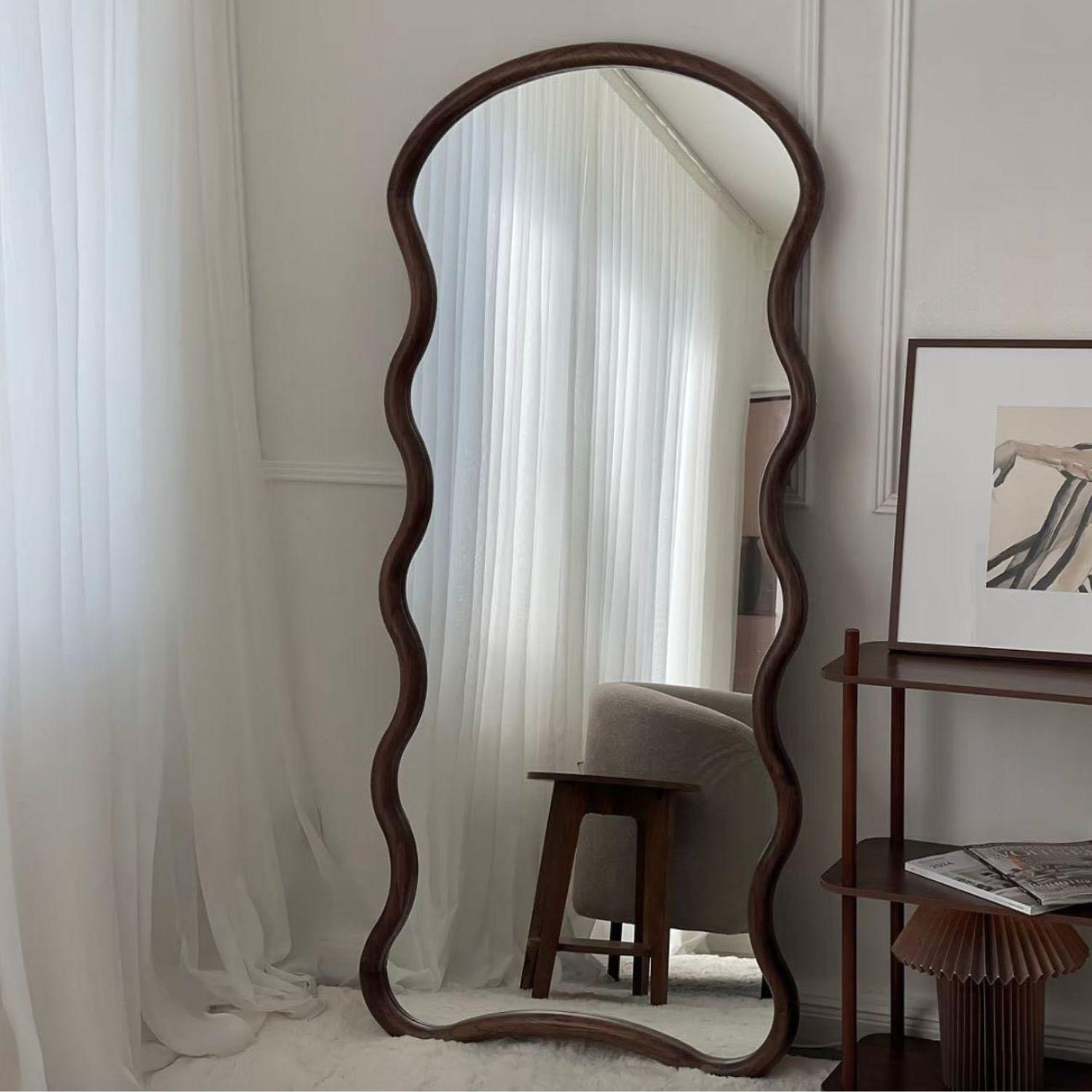 Espejo Ondas Macizo Nogal Cuerpo Entero 200x100cm-4