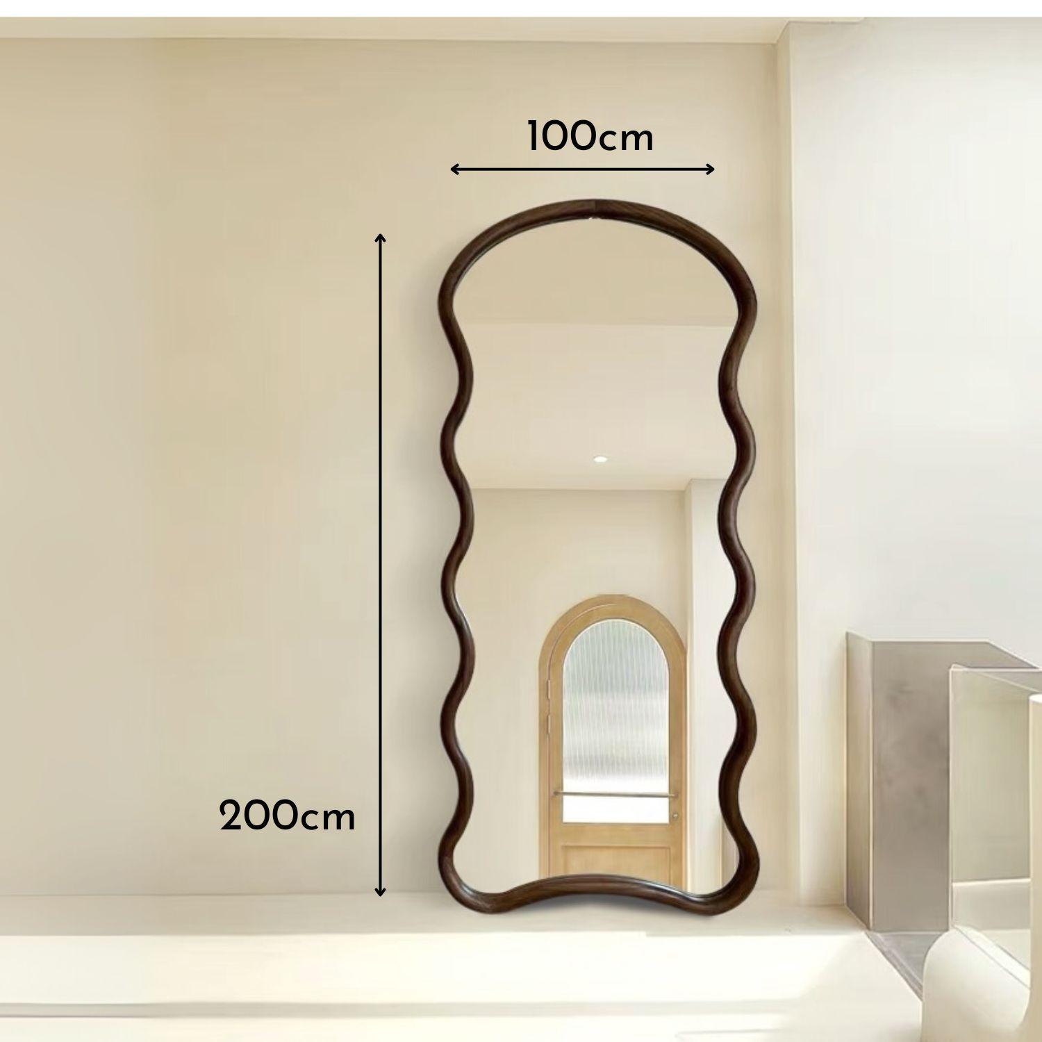 Espejo Ondas Macizo Nogal Cuerpo Entero 200x100cm-5